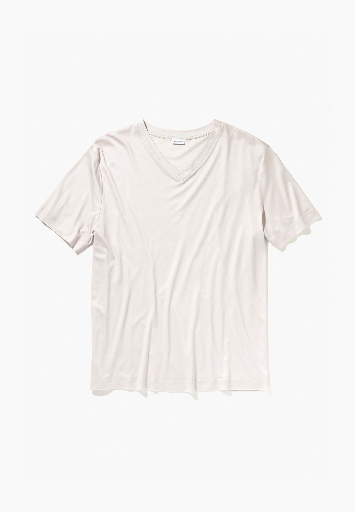 Sustainable Luxury | T-Shirt à manches courtes col en V - light grey
