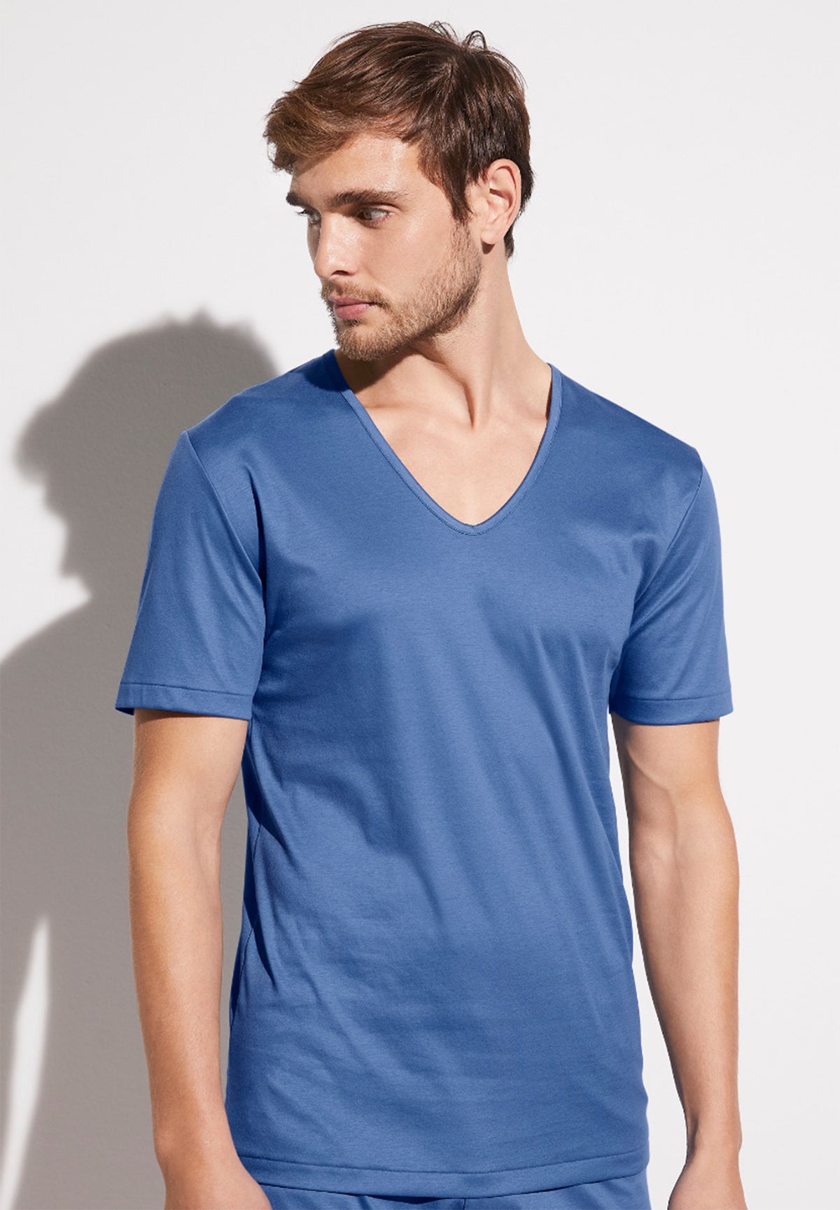 Sea Island | T-Shirt kurzarm V-Ausschnitt - blue