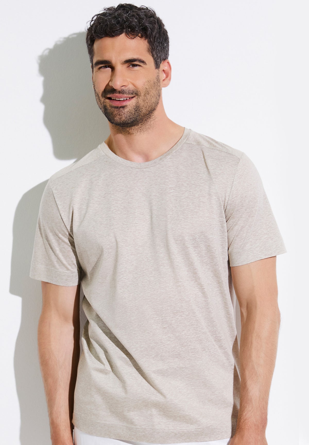 Cotton/Linen Stripes | T-Shirt à manches courtes - sand