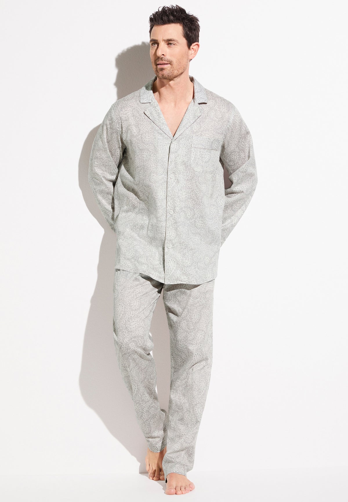 Cotton Sateen Print | Pyjama longues - paisley sand