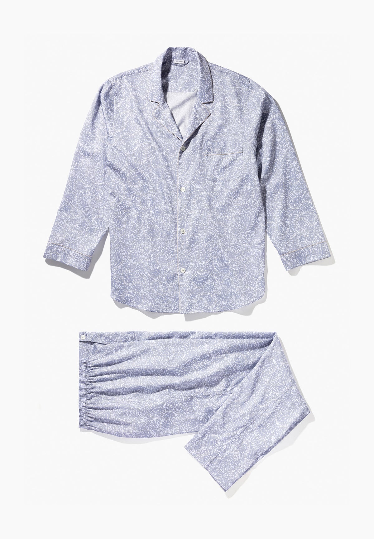 Cotton Sateen Print | Pyjama longues - paisley blue