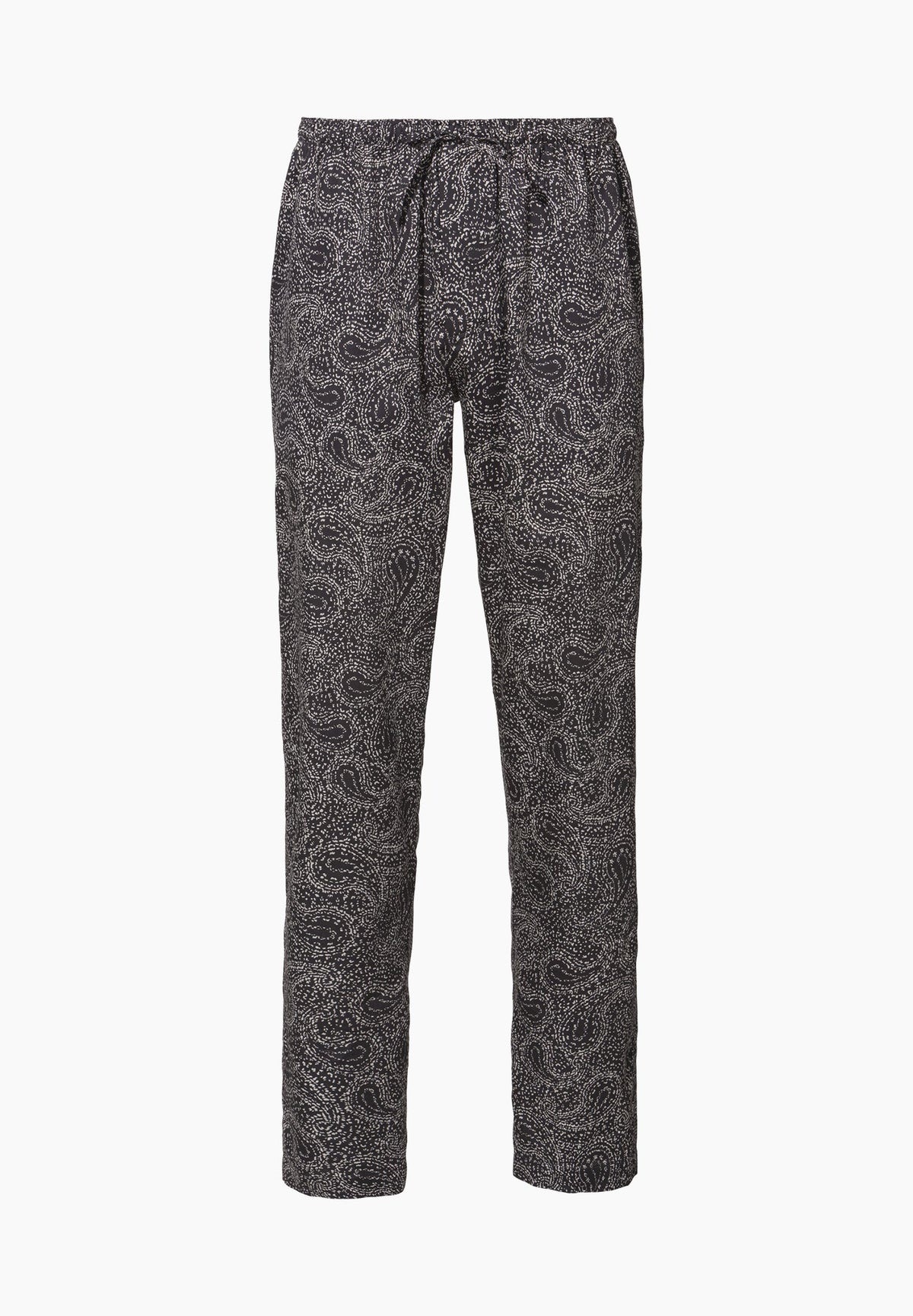 Cotton Sateen Print | Pants Long - paisley dark blue