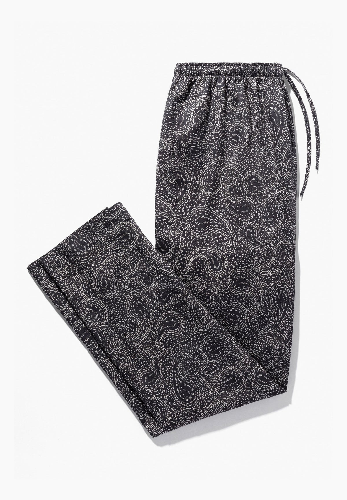 Cotton Sateen Print | Pants Long - paisley dark blue