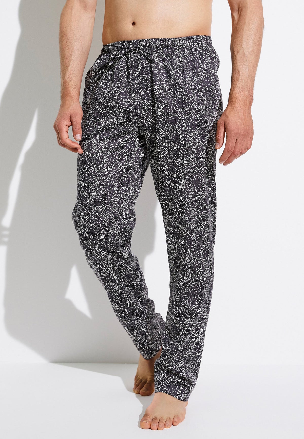 Cotton Sateen Print | Pants Long - paisley dark blue