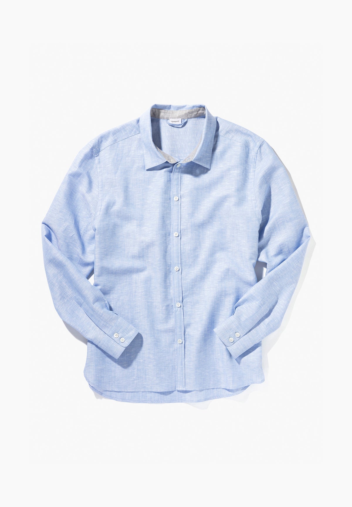 Linen Blend | Chemise avec fermeture frontale à boutons, manches longues - light blue