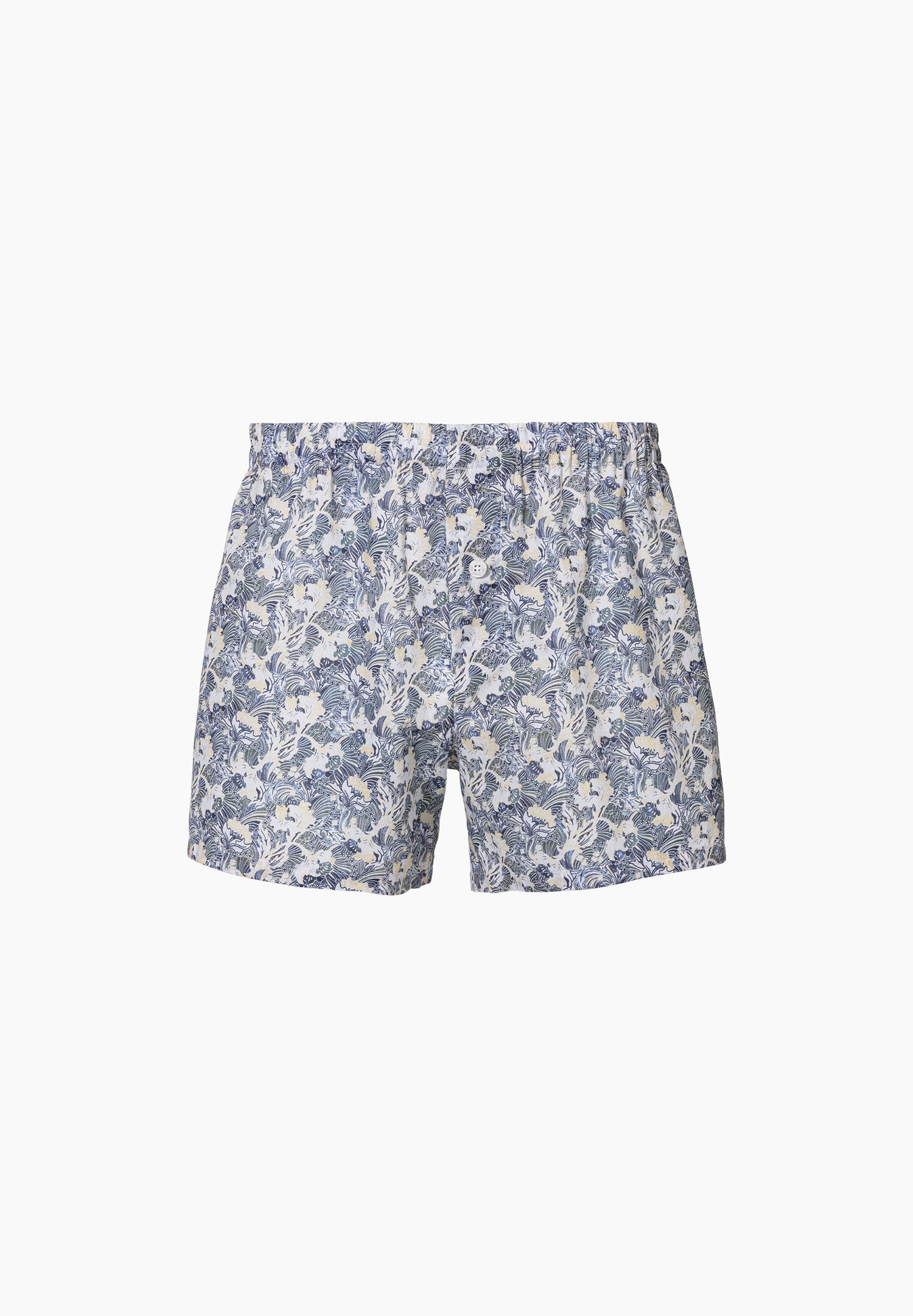 Cotton Voile Print | Boxer Shorts - yellow-blue