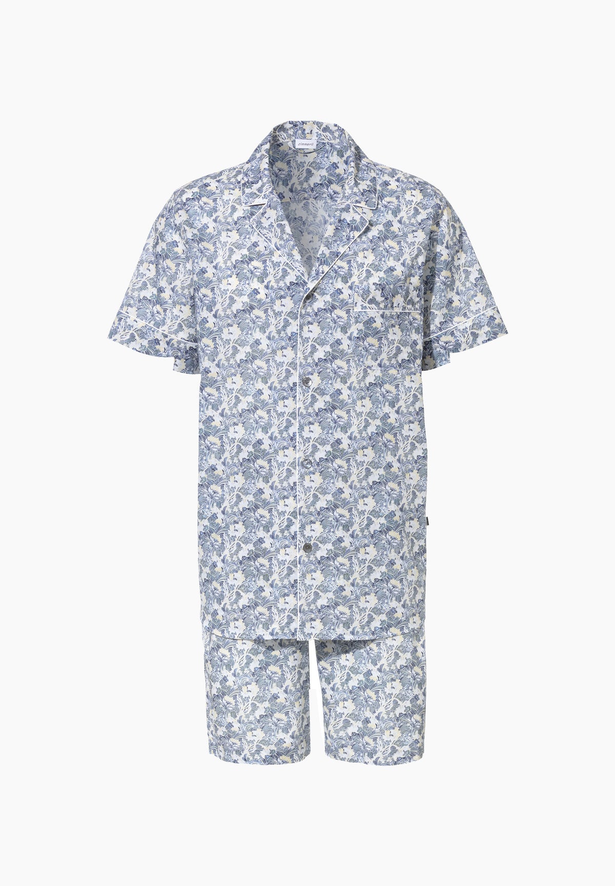 Cotton Voile Print | Pyjama court - yellow-blue