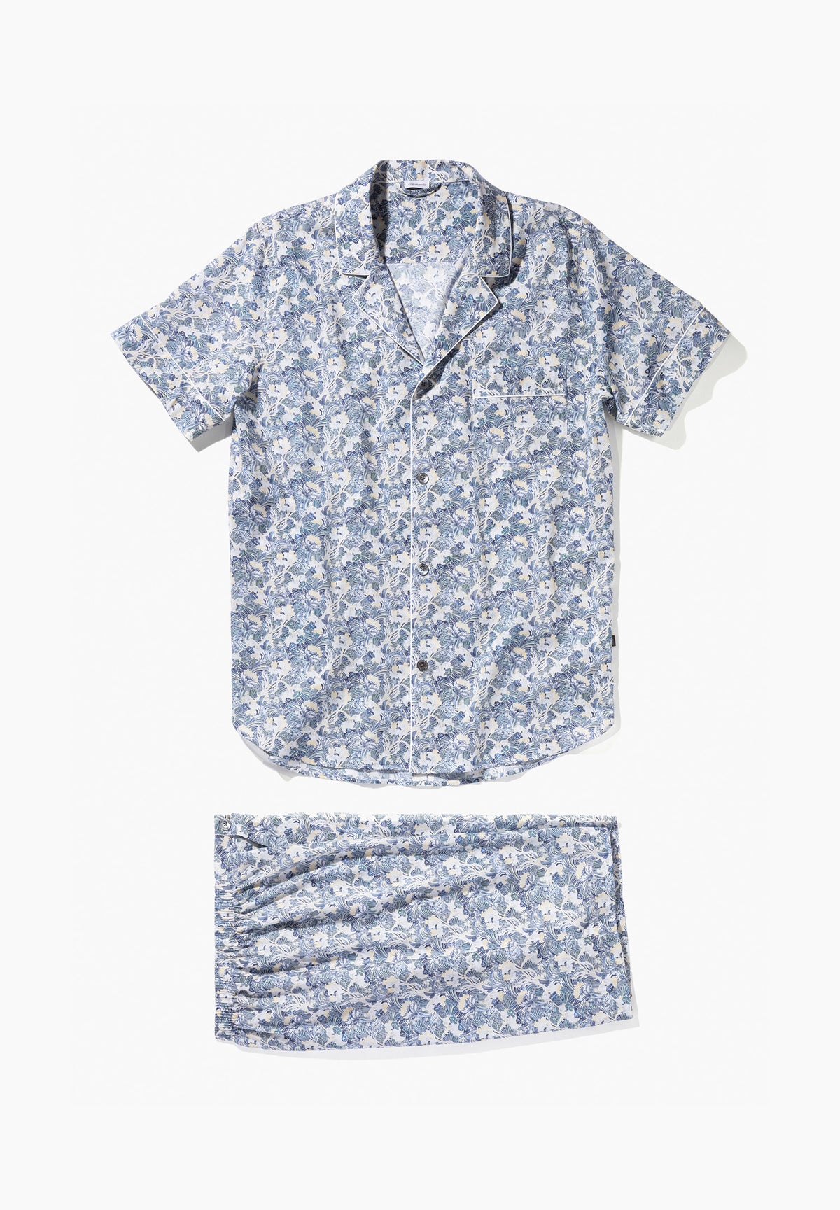 Cotton Voile Print | Pyjama court - yellow-blue
