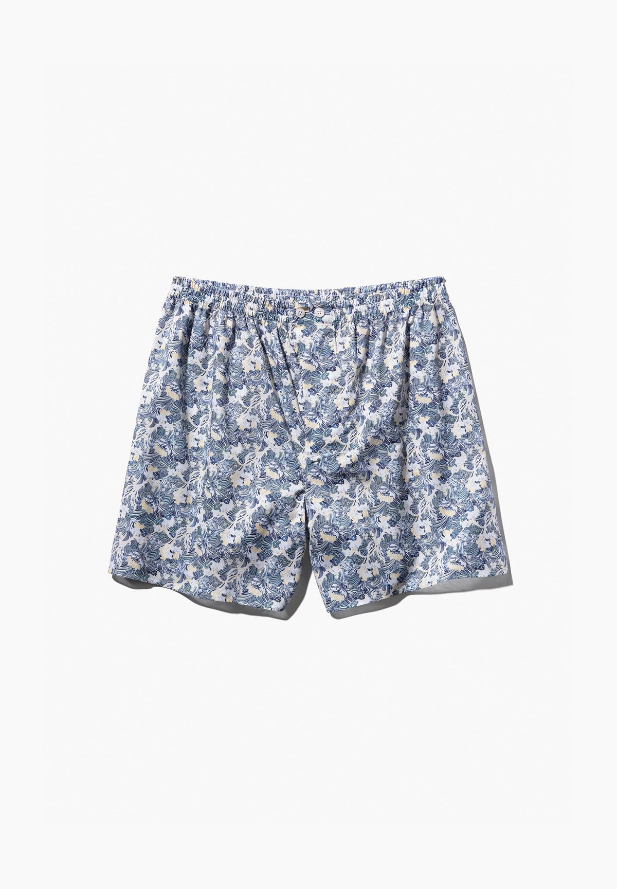 Cotton Voile Print | Boxer Shorts - yellow-blue