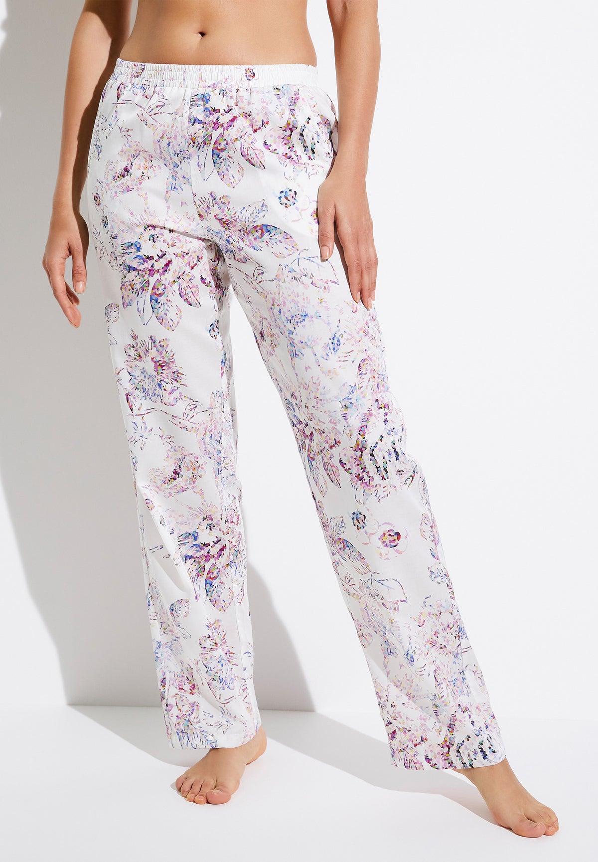 Cotton Sateen Print | Pantalon - pixel flowers