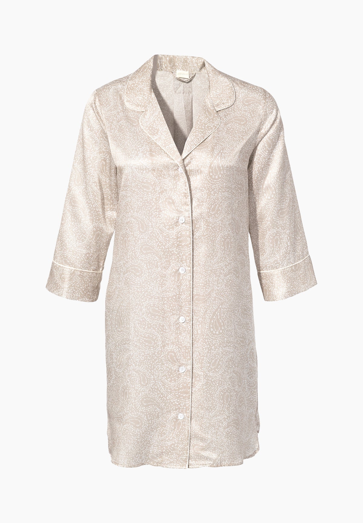 Cotton/Silk Print | Tee-shirt de nuit long manches 3/4 - paisley sand