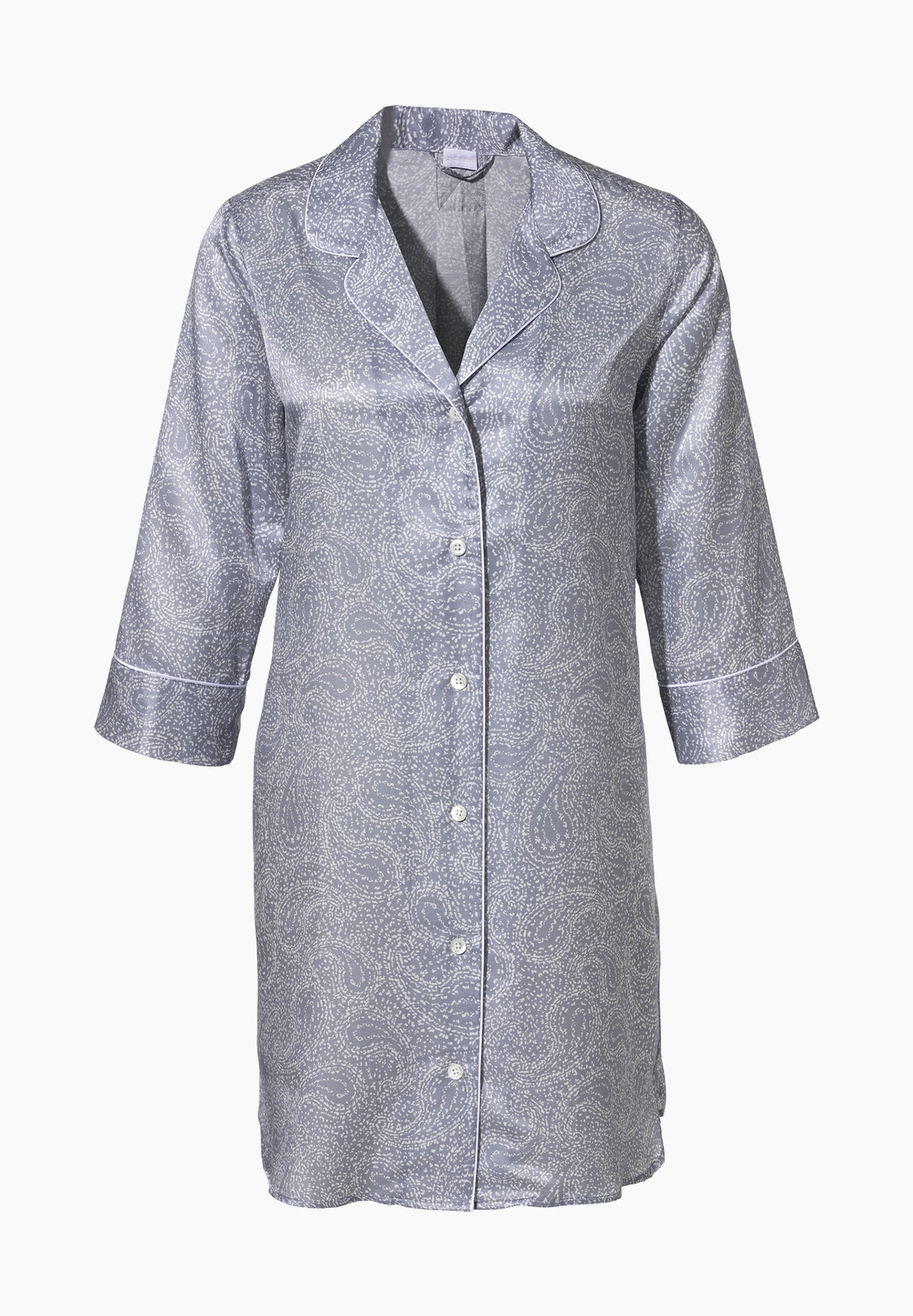 Cotton/Silk Print | Tee-shirt de nuit long manches 3/4 - paisley blue