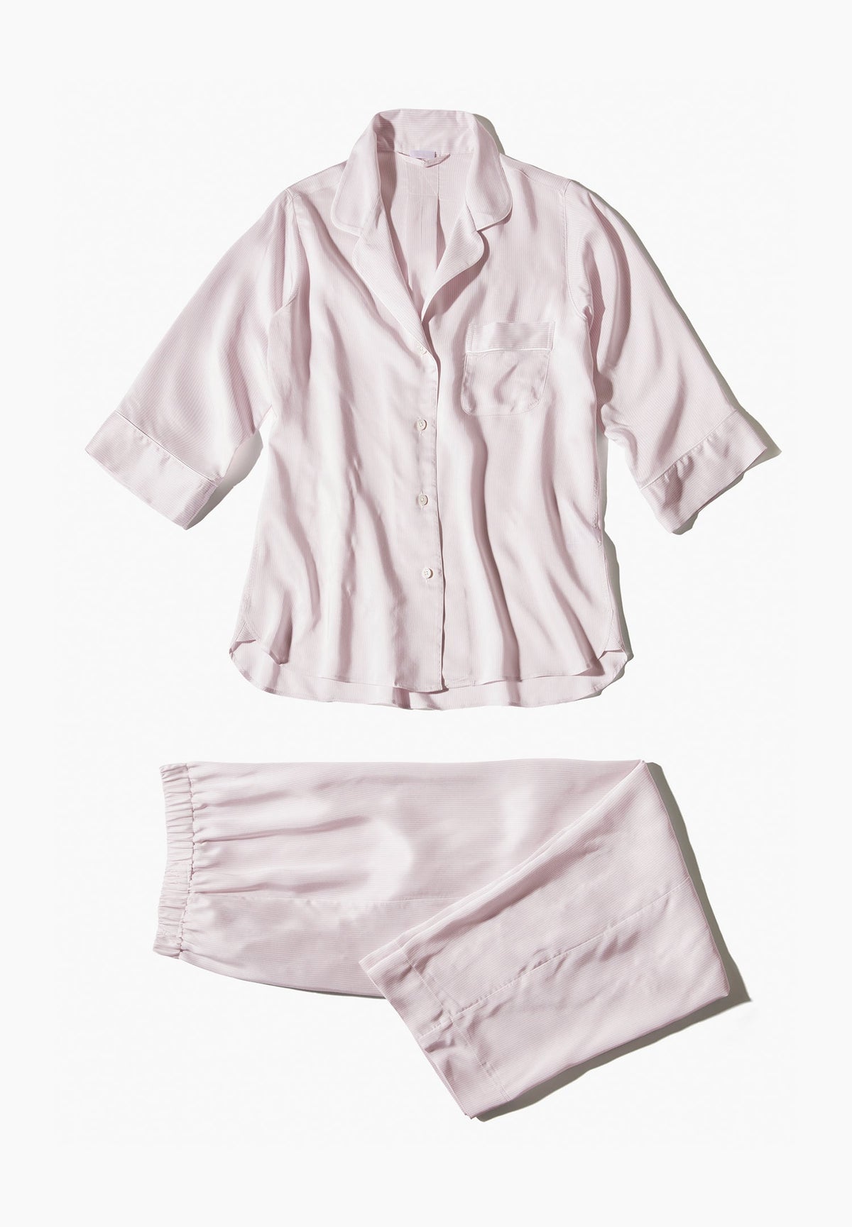 Feminine Stripes | Pyjama Cropped 3/4 Sleeve - lilac stripes