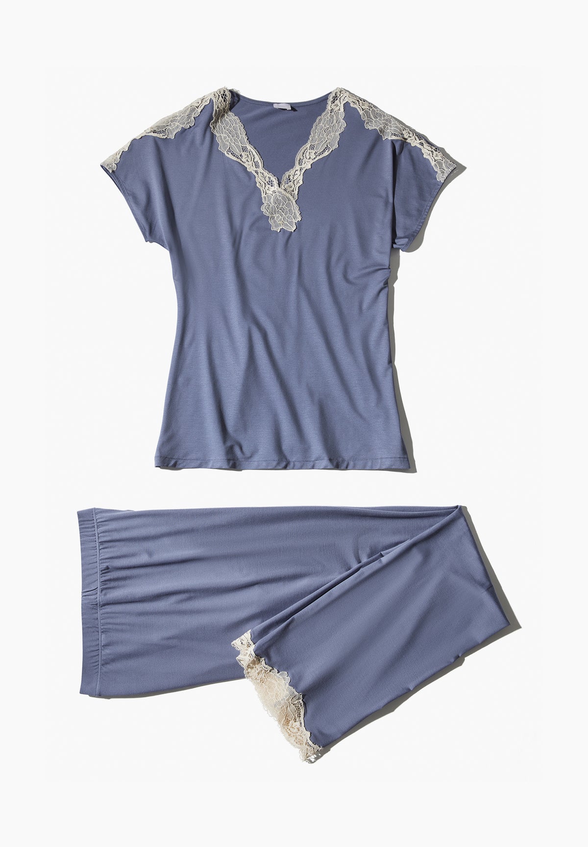 Sensual Fashion | Pyjama Cropped Short Sleeve - dusty blue