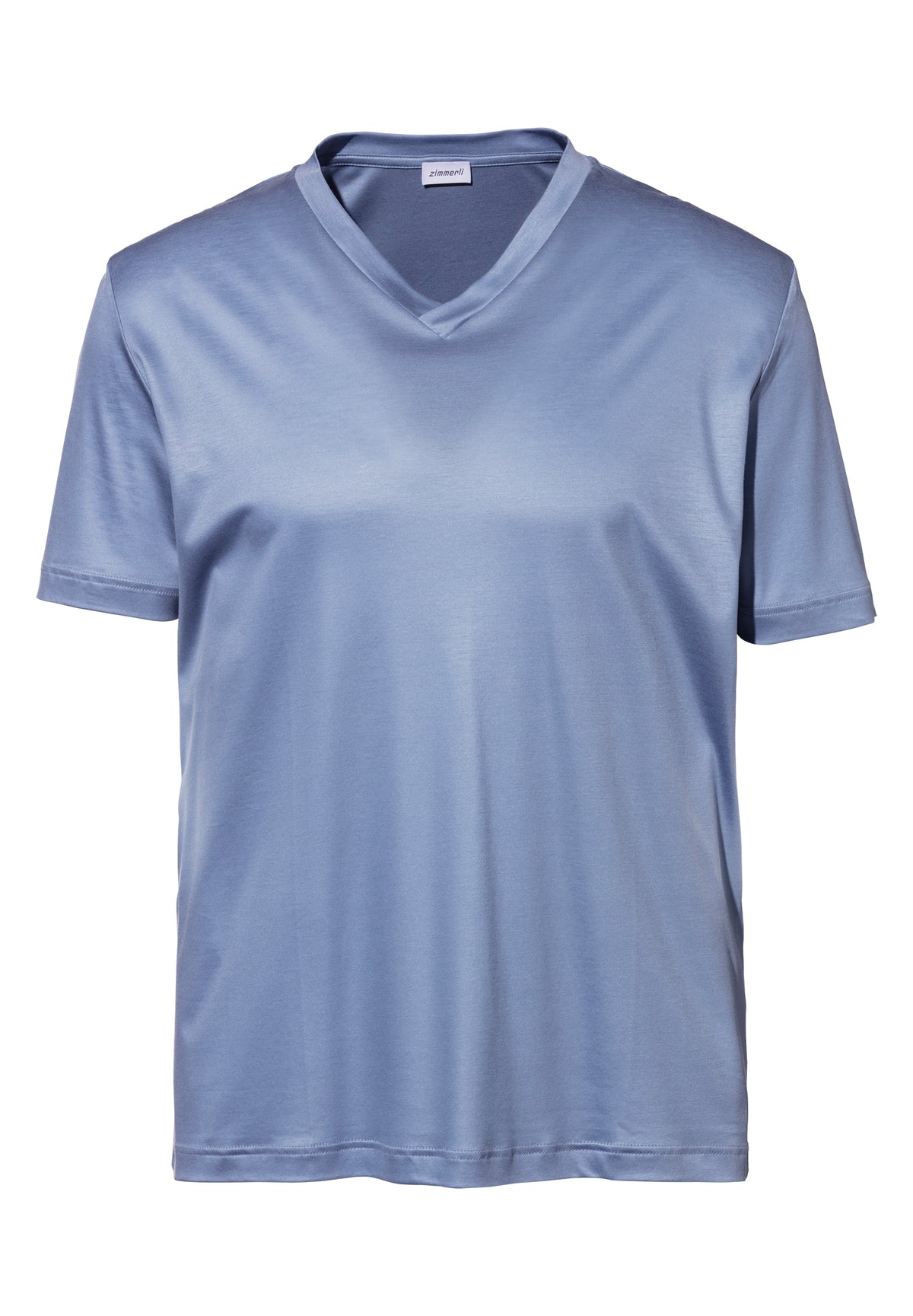 Sustainable Luxury | T-Shirt à manches courtes col en V - sky blue