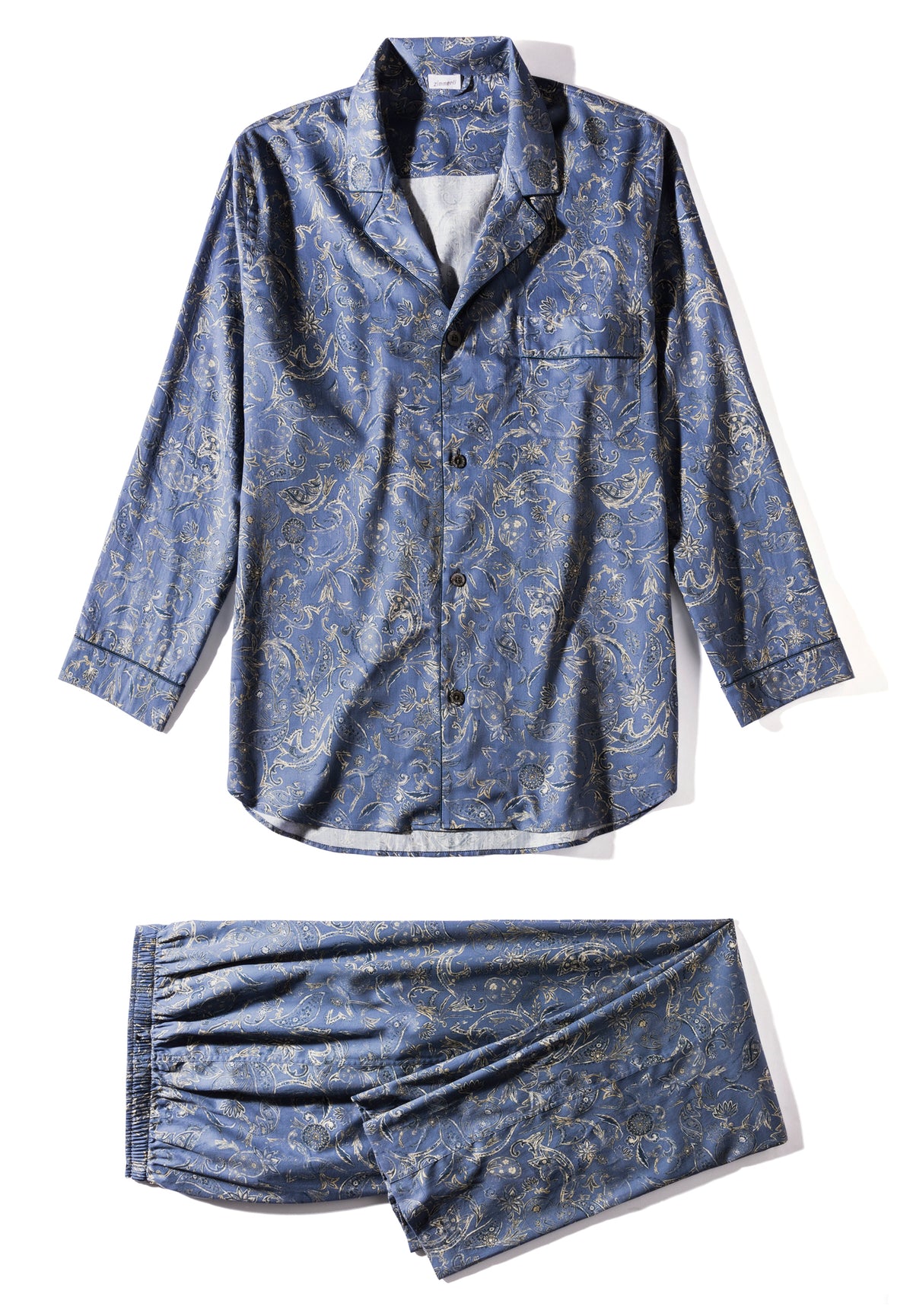 Cotton Sateen Print | Pyjama Long - summer-paisley blue