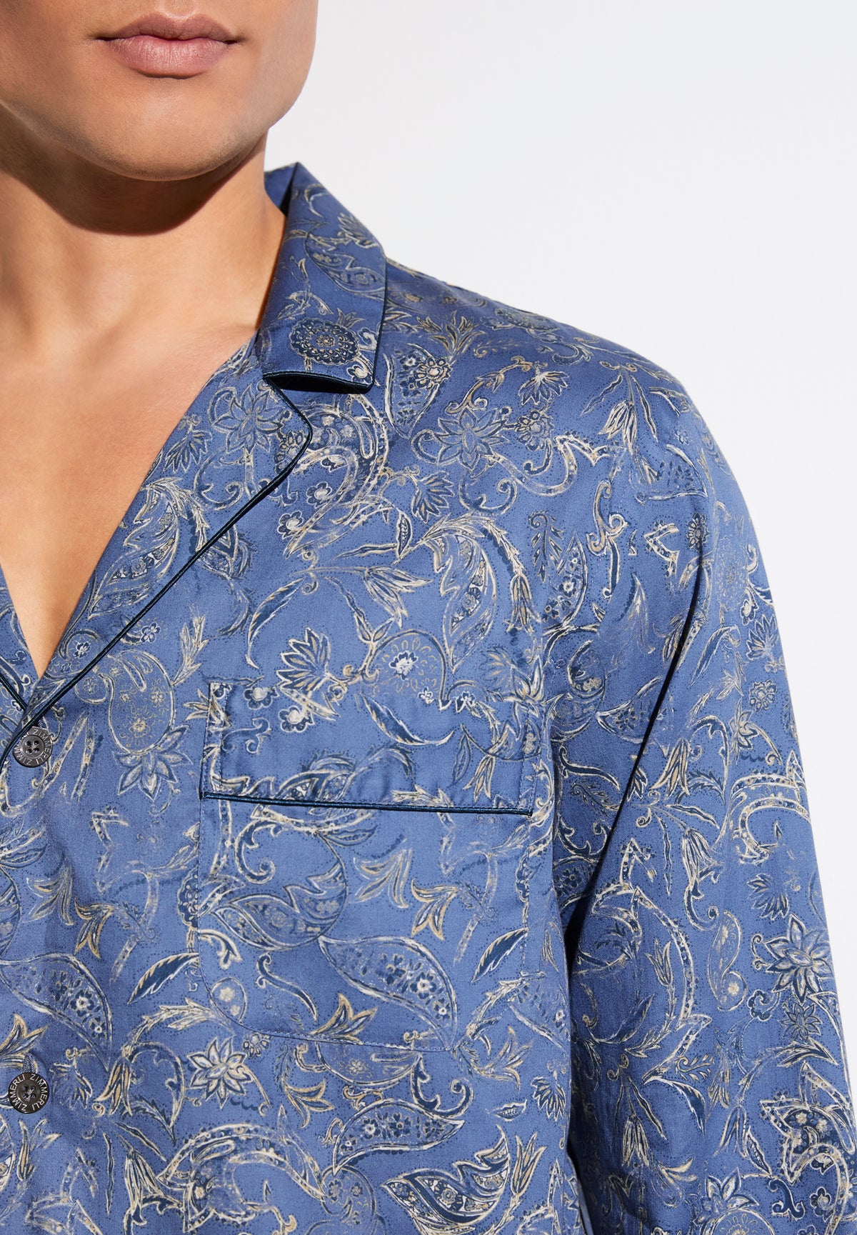 Cotton Sateen Print | Pyjama longues - summer-paisley blue