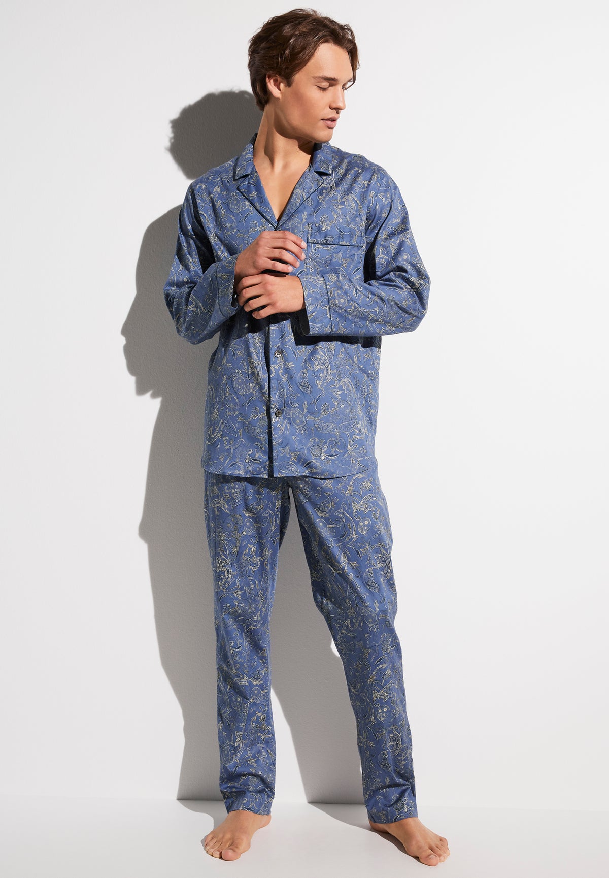 Cotton Sateen Print | Pyjama lang - summer-paisley blue