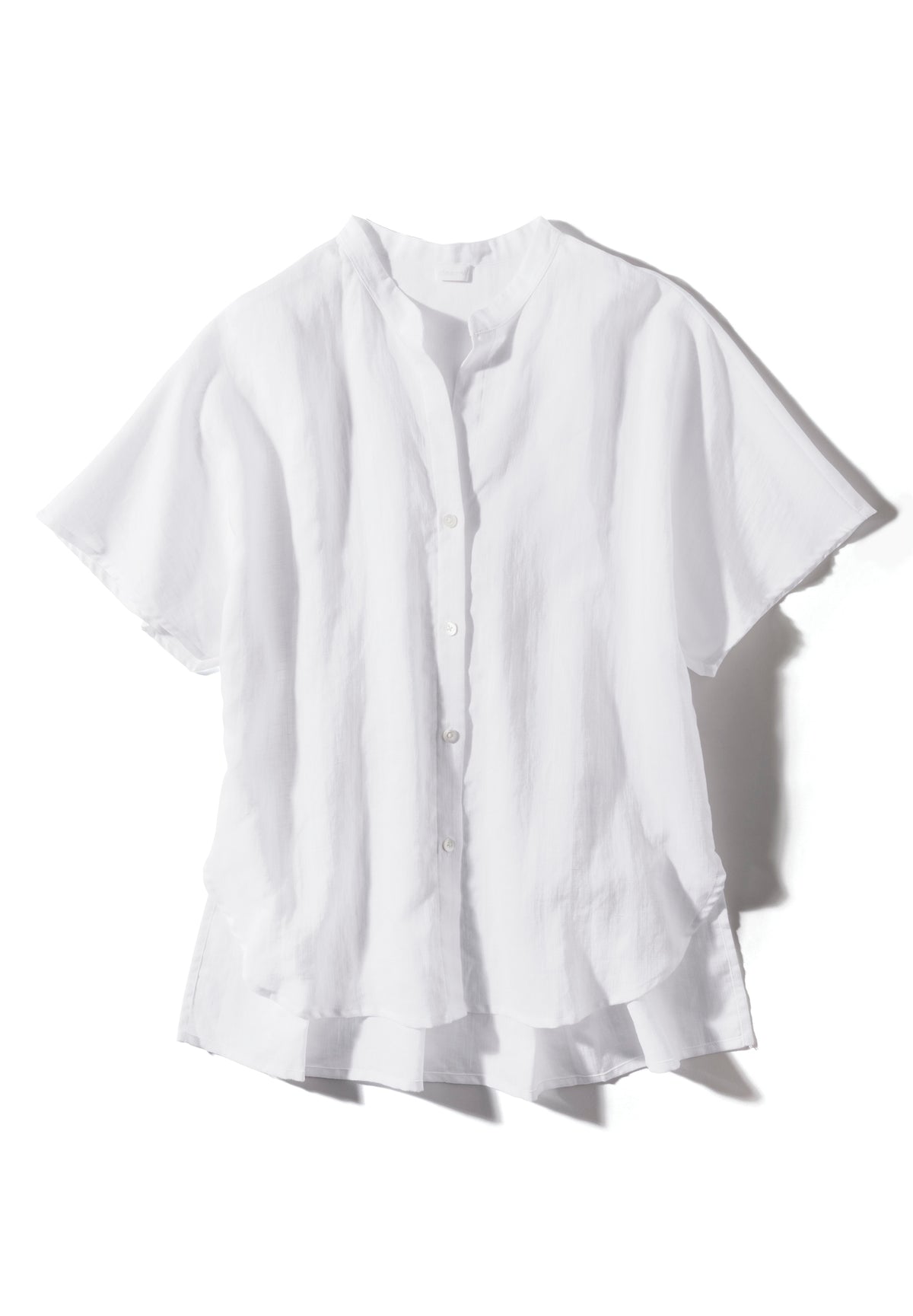 Linen Blend | Durchgeknöpftes Shirt kurzarm - white