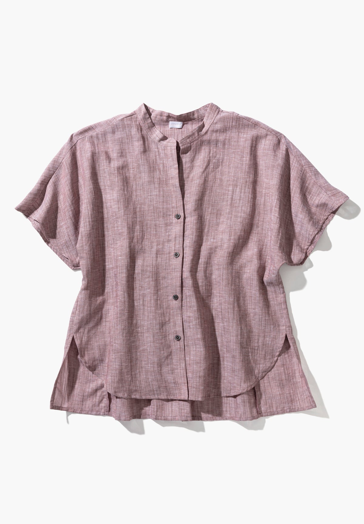 Linen Blend | Button Front Shirt Short Sleeve - red sand