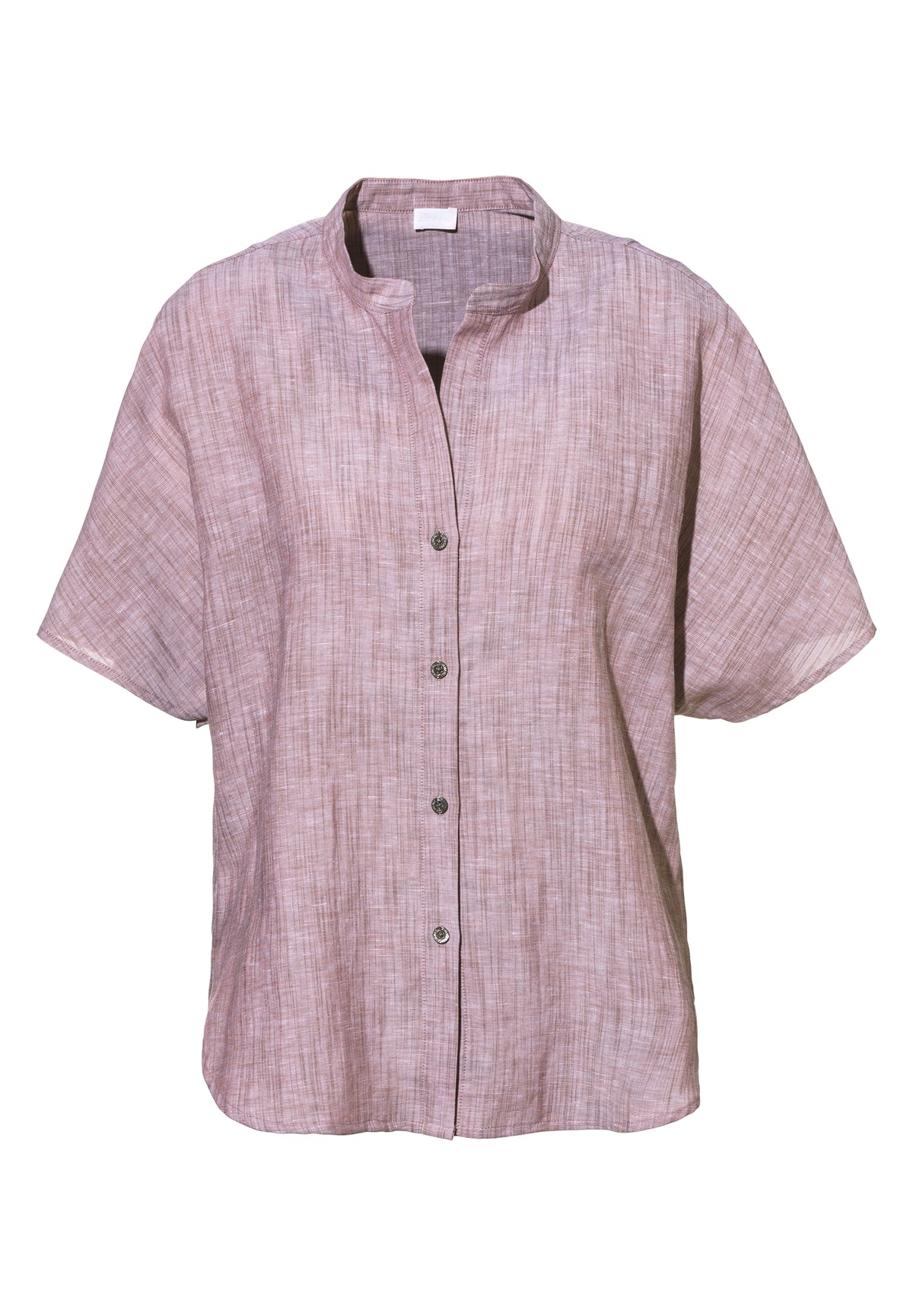 Linen Blend | Button Front Shirt Short Sleeve - red sand