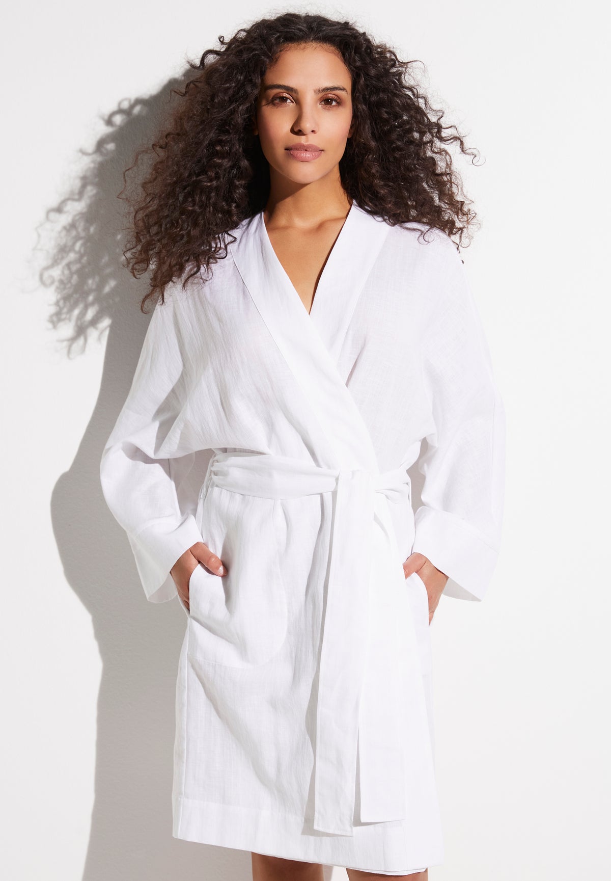 Linen Blend | Robe Short - white