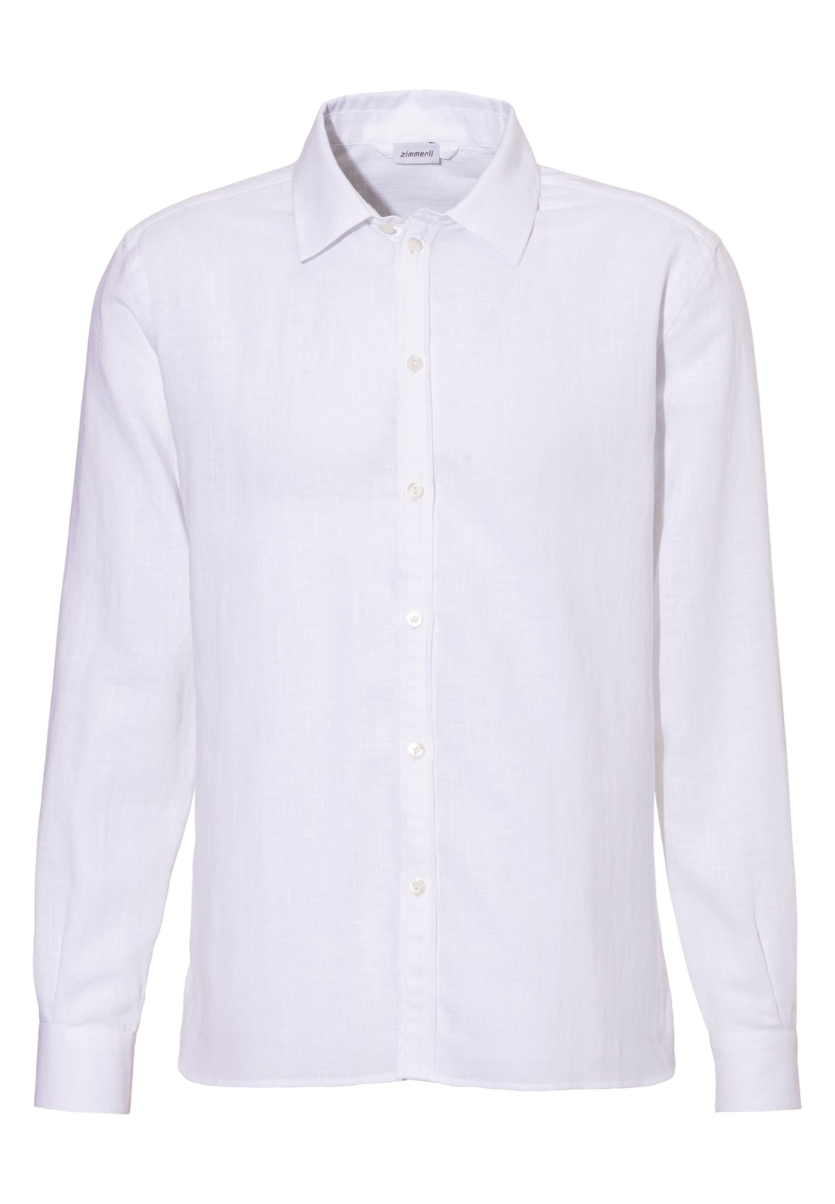 Linen Blend | Chemise avec fermeture frontale à boutons, manches longues - white