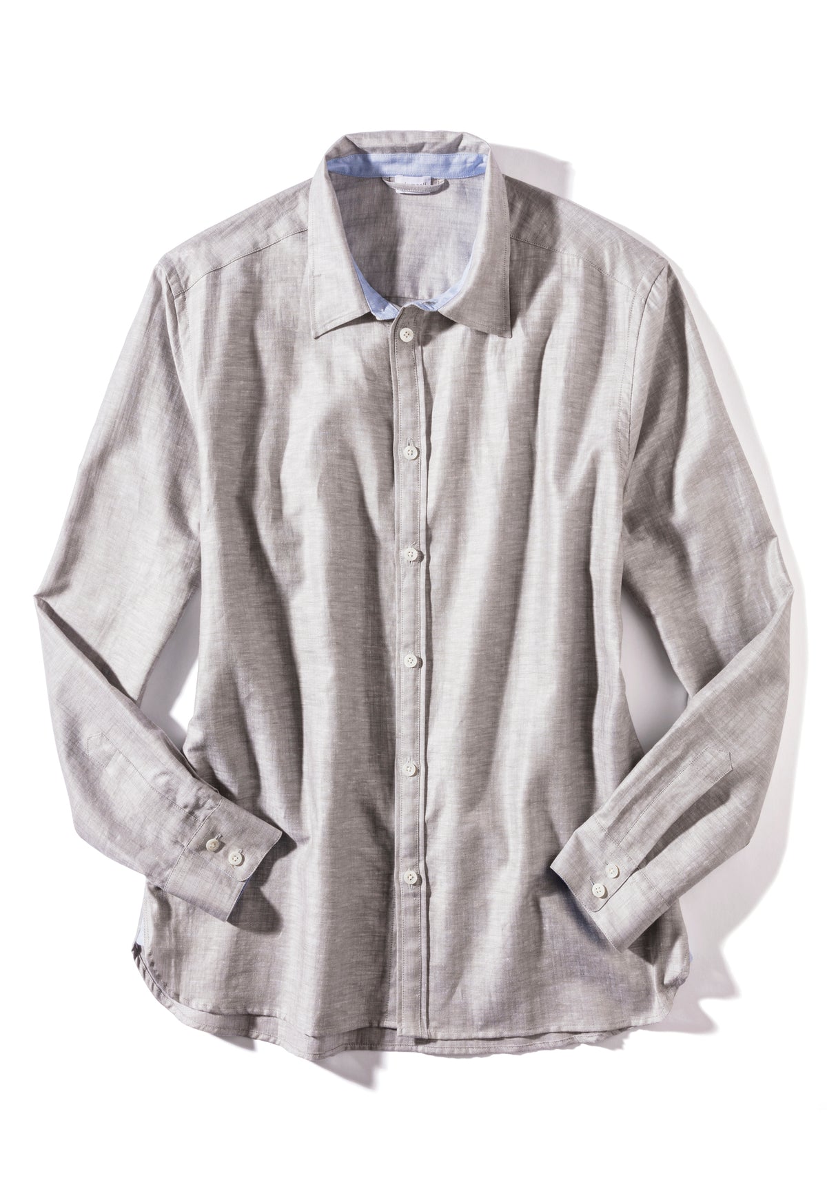 Linen Blend | Button Front Shirt Long Sleeve - greystone