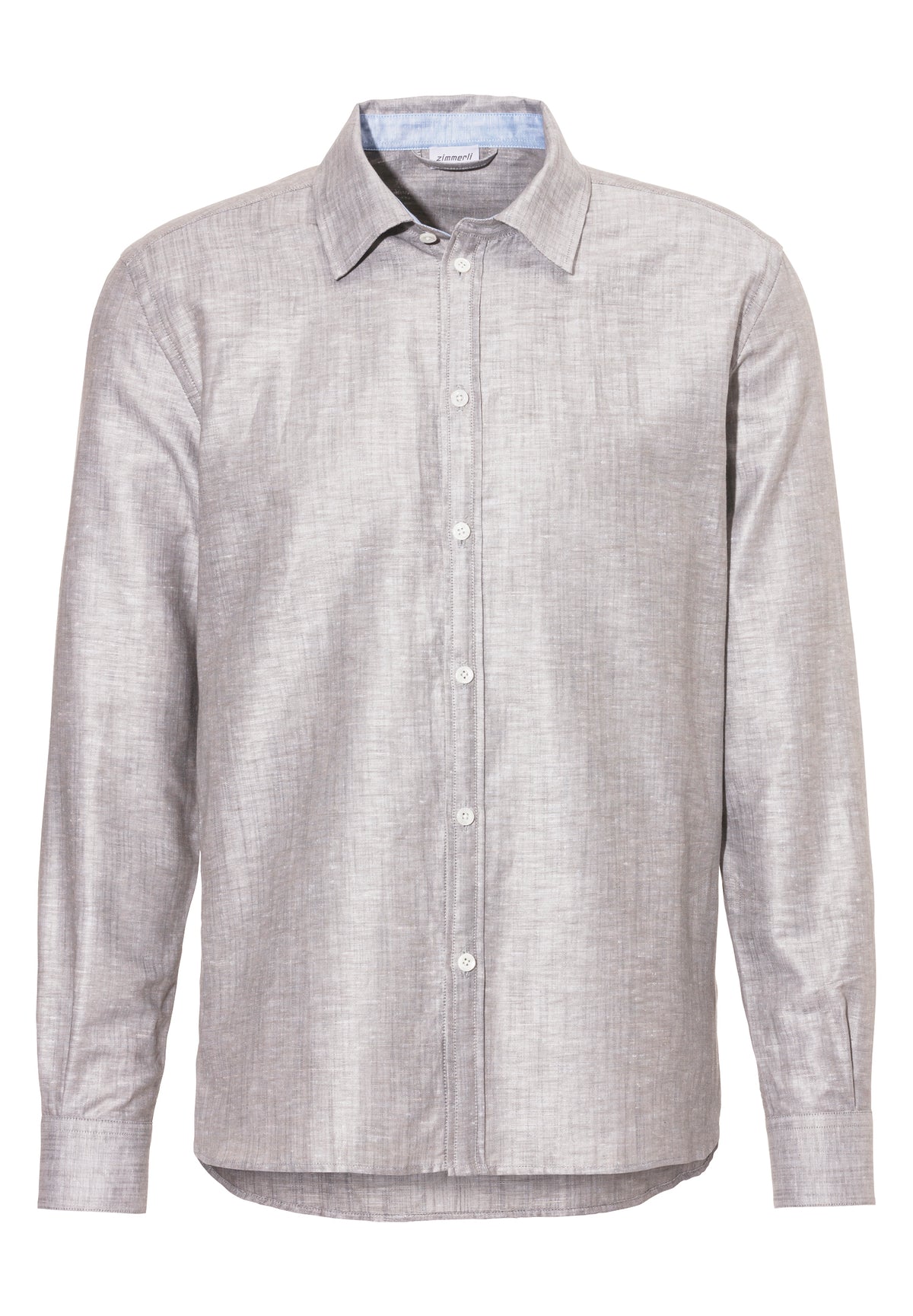 Linen Blend | Button Front Shirt Long Sleeve - greystone