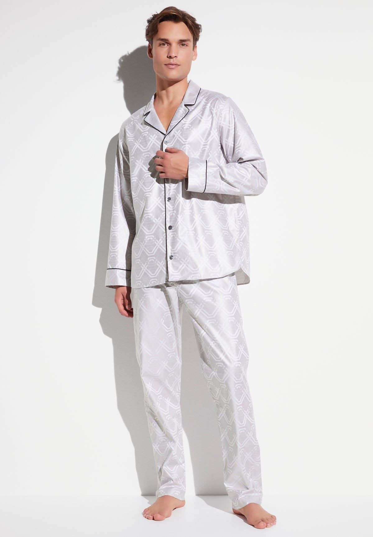 Luxury Jaquards | Pyjama Long - geo taupe