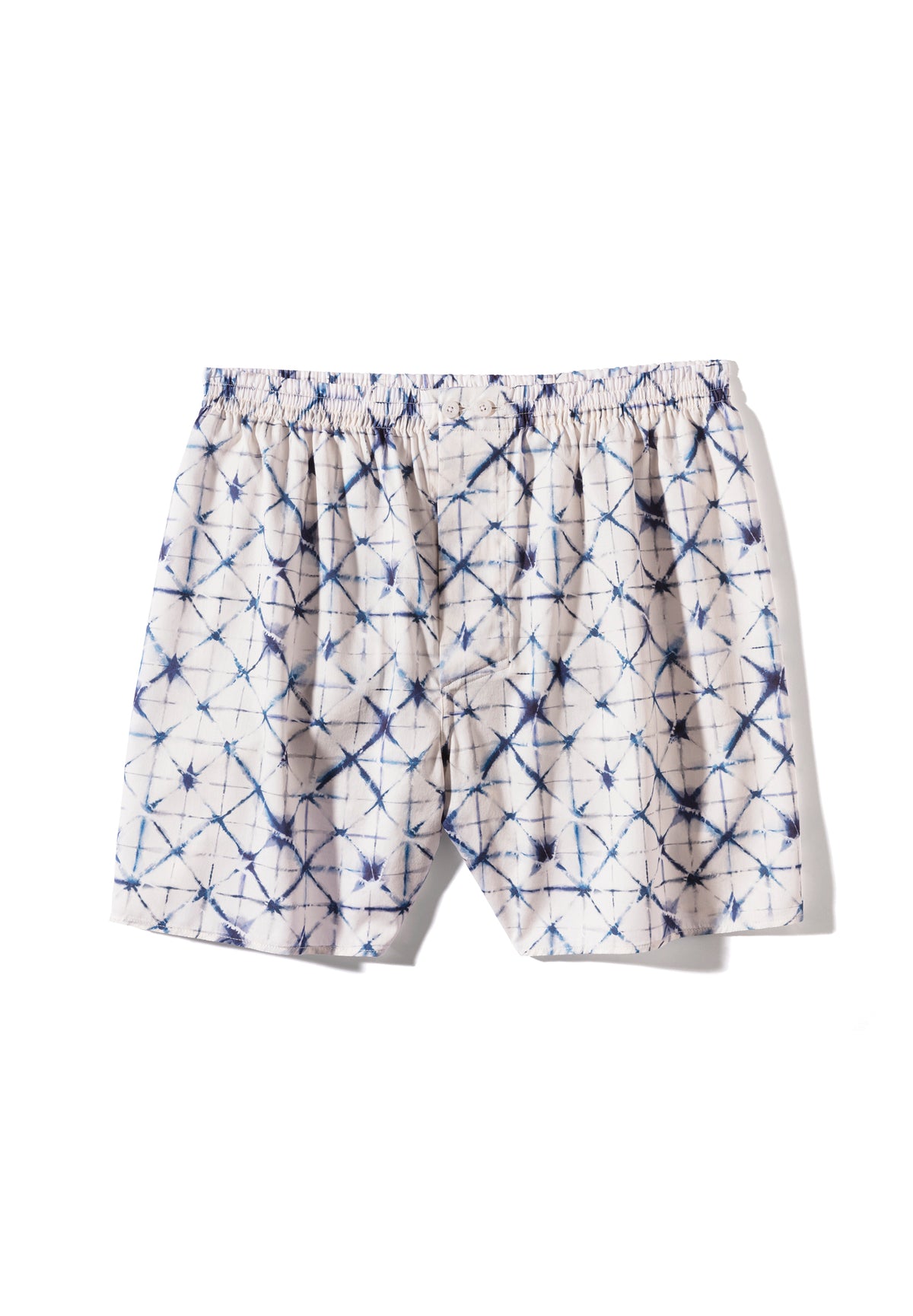 Cotton Sateen Print | Boxer Shorts - geo-batic blue