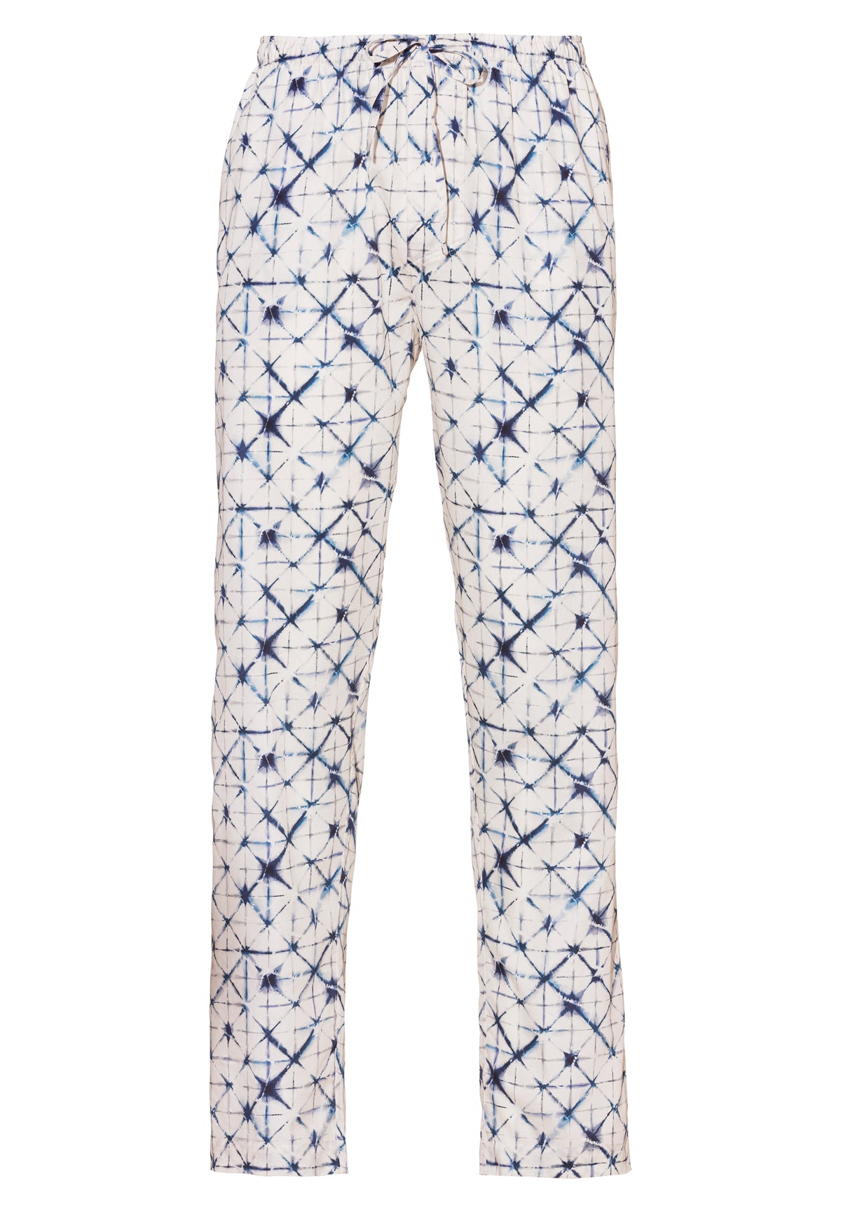 Cotton Sateen Print | Pants Long - geo-batic blue