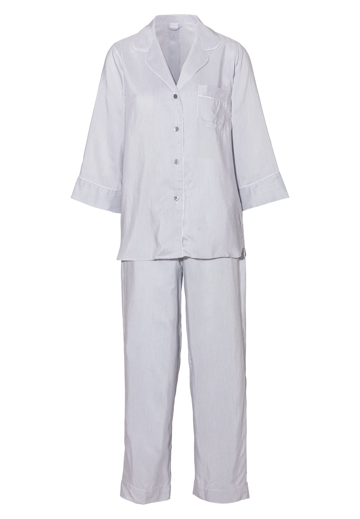 Feminine Stripes | Pyjama Cropped 3/4 Sleeve - sky stripes