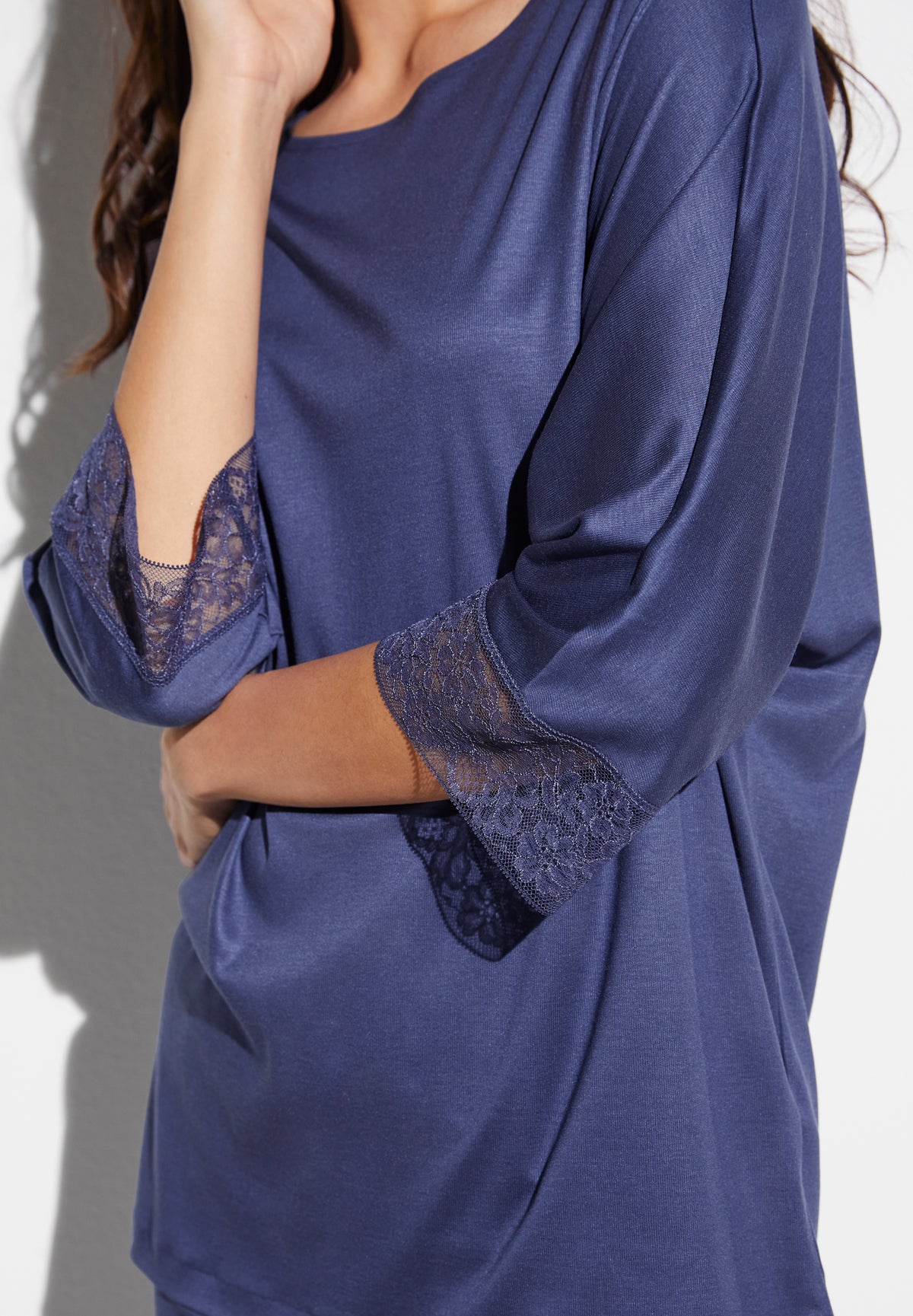 Silk Dreams | Pyjama Long 3/4 Sleeve - iris blue