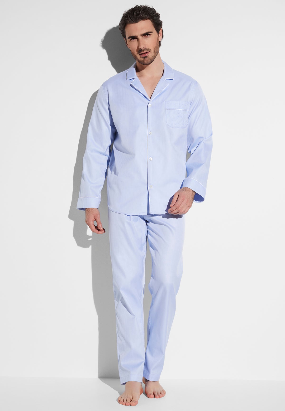 Sea Island Woven Pyjama Long blue