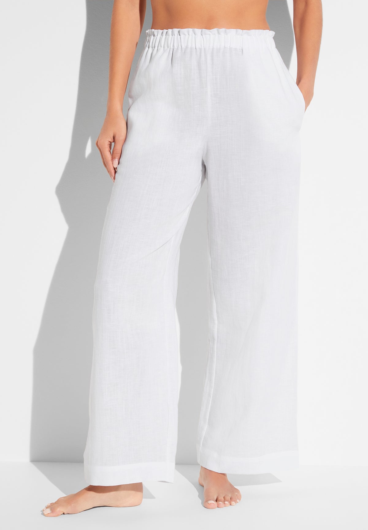 Linen Blend | Pants Long - white