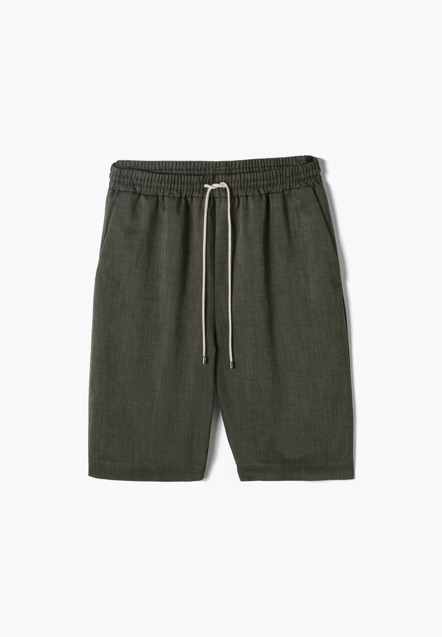 Linen Blend | Shorts - dark olive