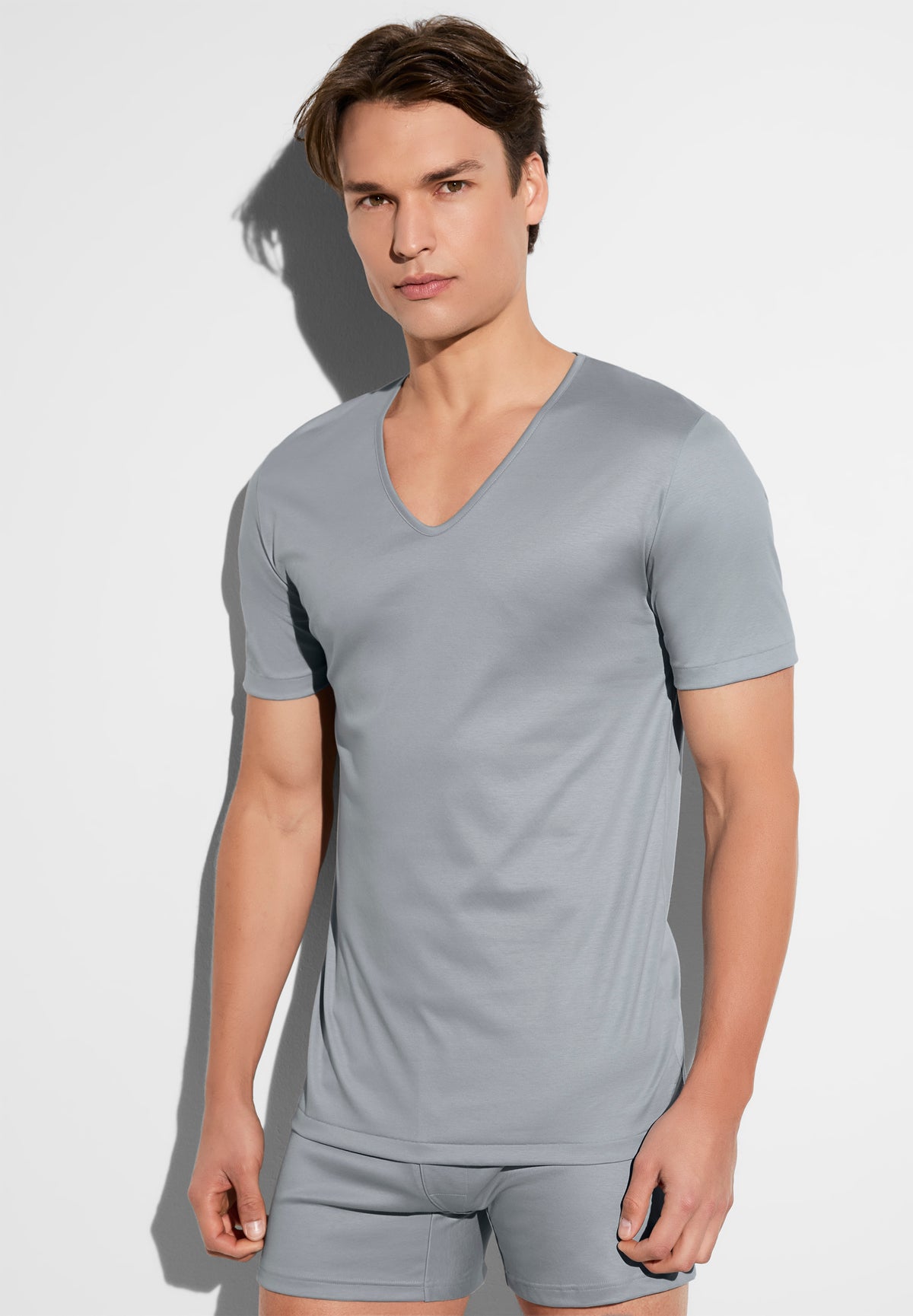 Sea Island | T-Shirt short sleeve V-neck - gray blue