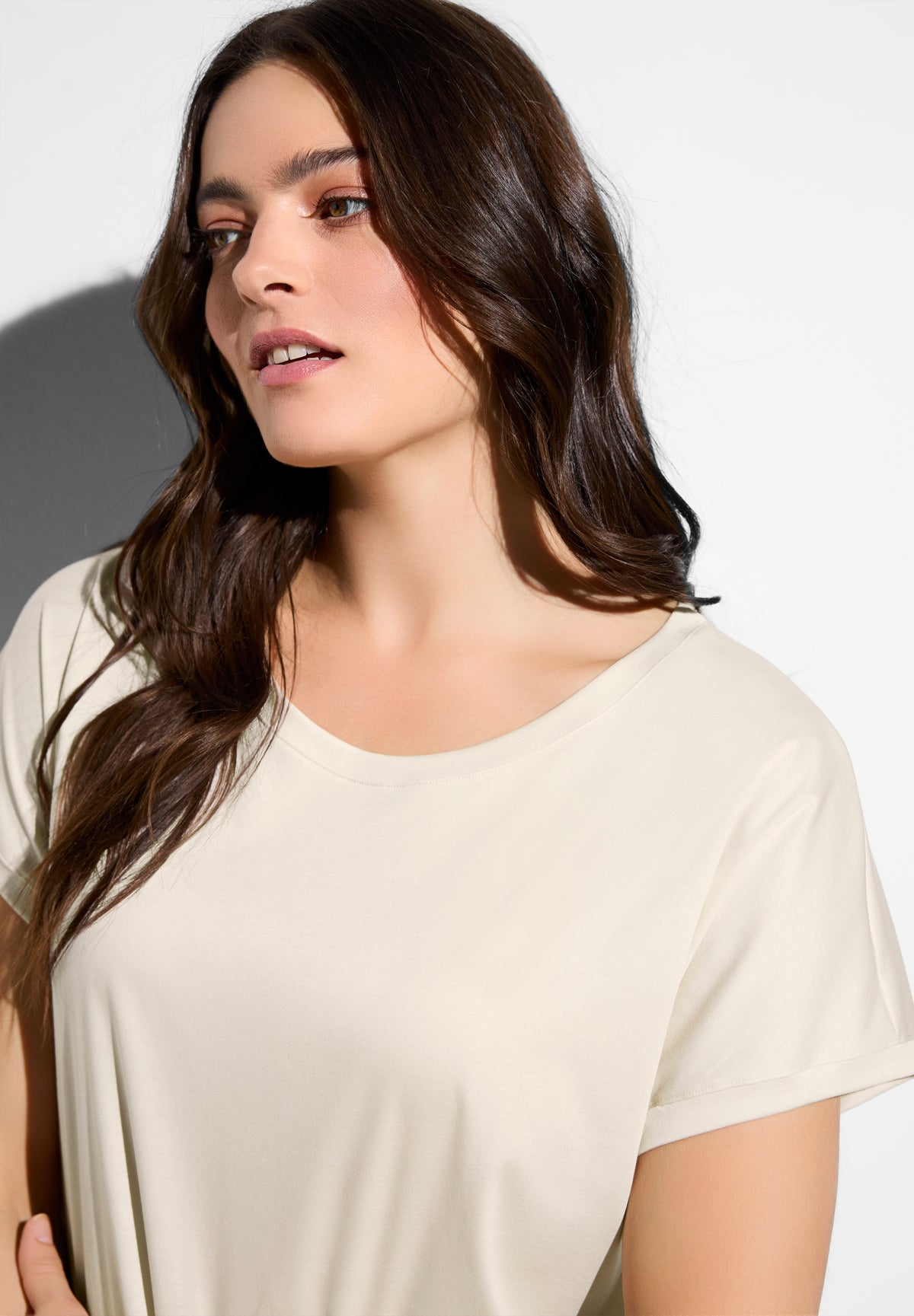 Sea Island | Langes Kleid kurzarm - travertin