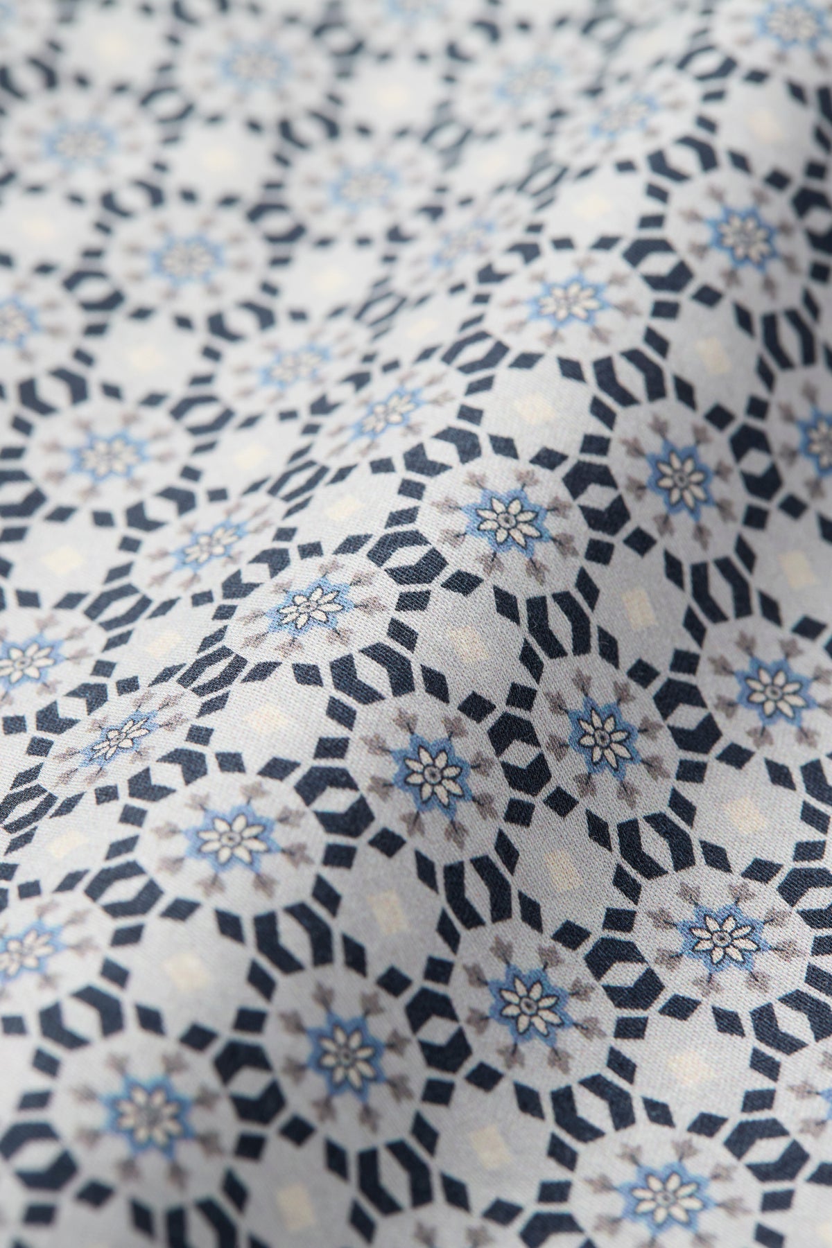 Cotton Sateen Print | Boxer - mosaïque bleue