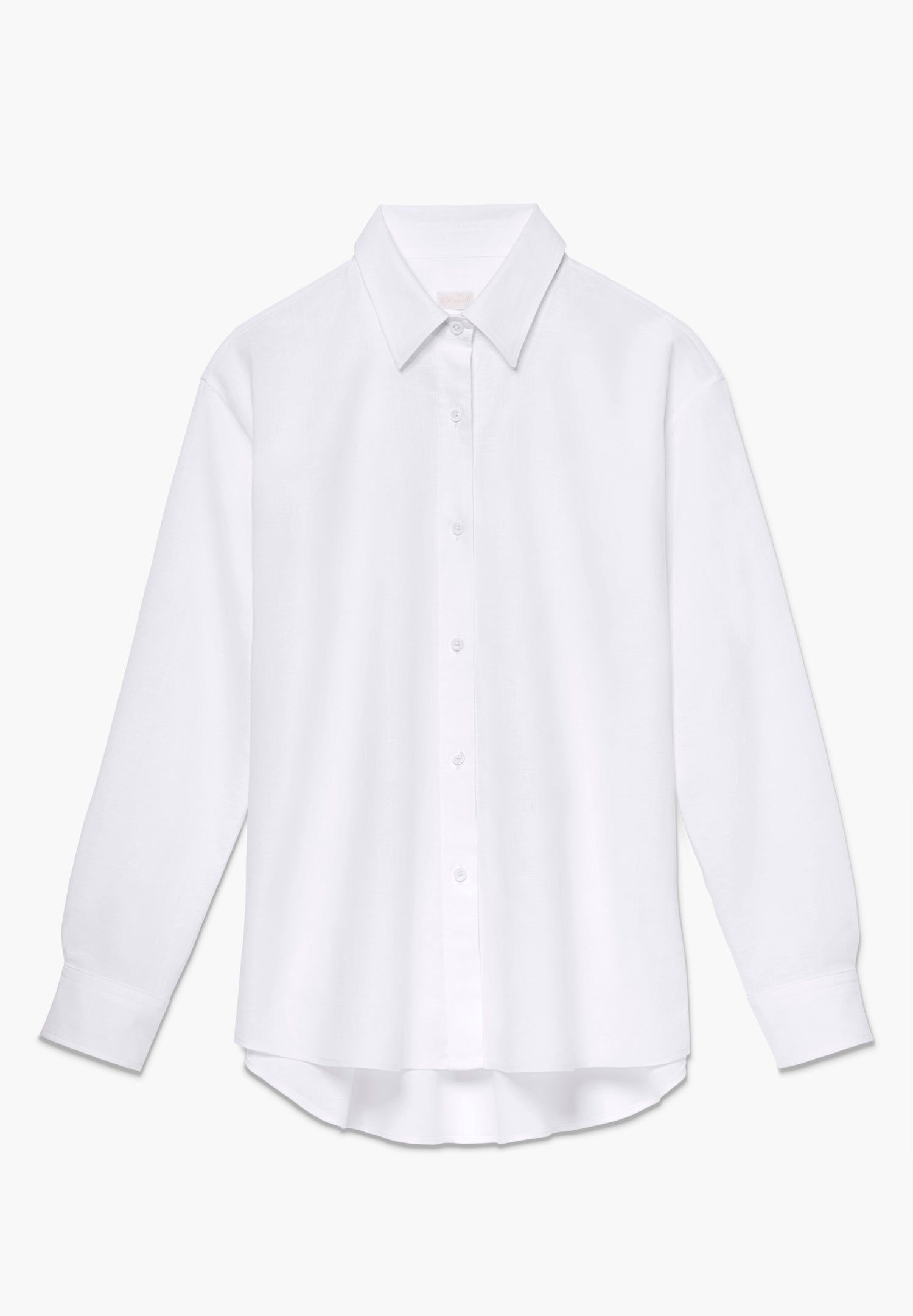 Linen Blend | Button-through shirt long sleeve - white