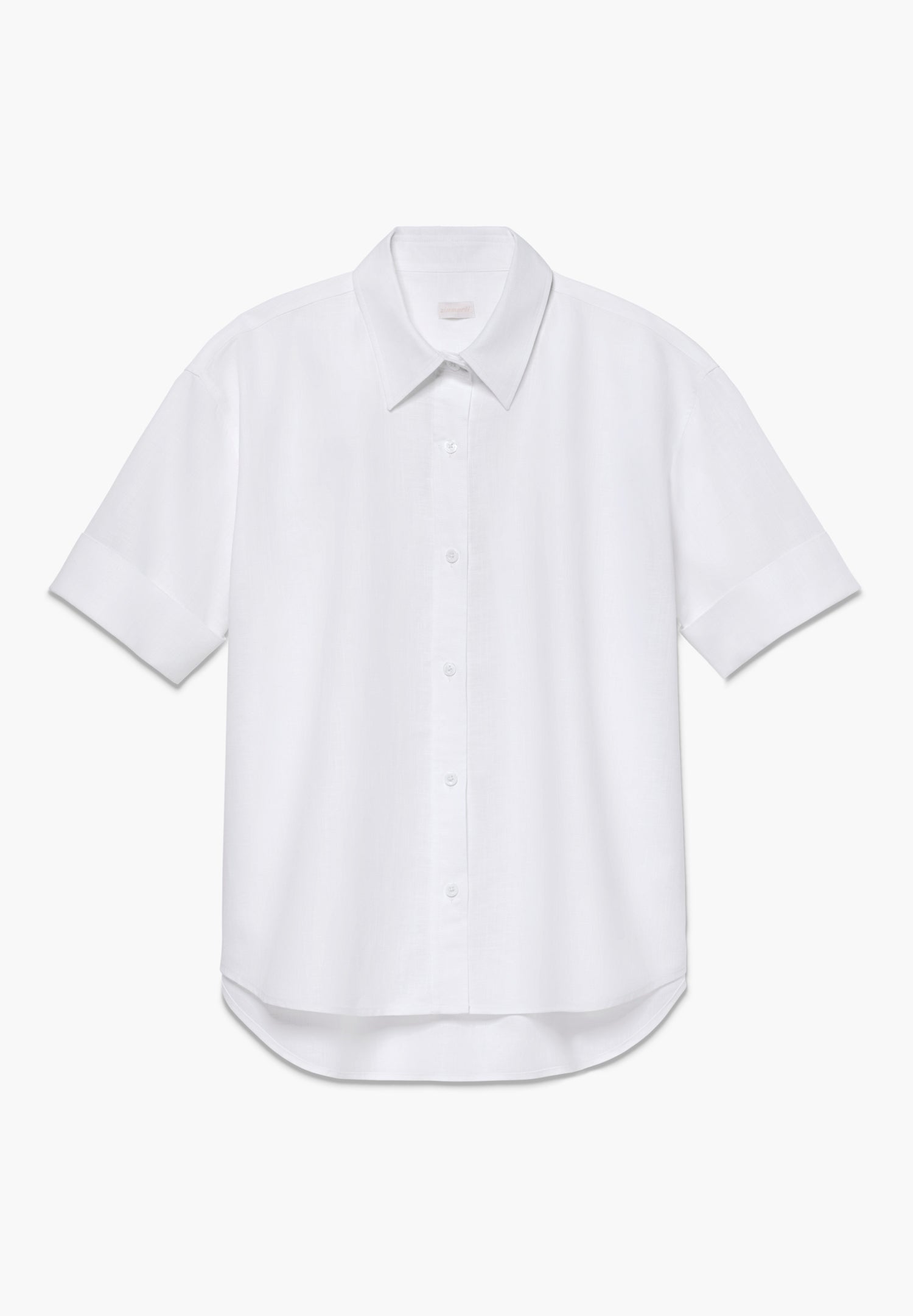 Linen Blend | Button-through shirt short sleeve - white