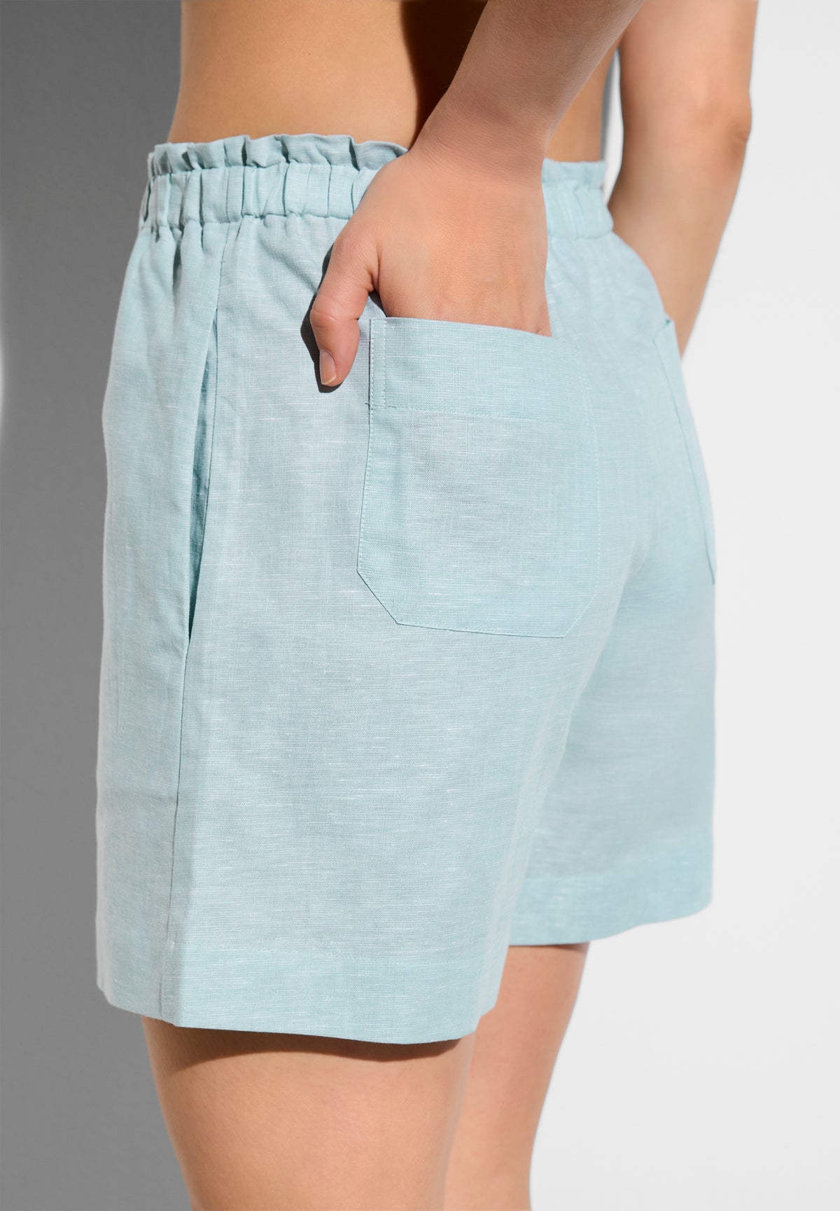 Linen Blend | Shorts - sea blue