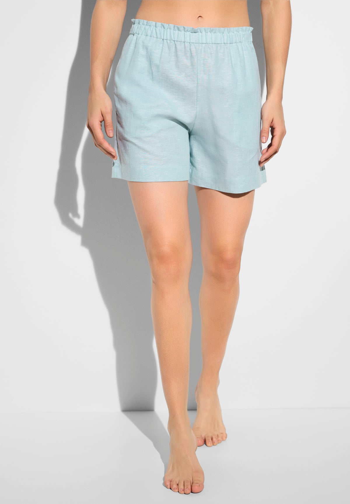 Linen Blend | Shorts - sea blue
