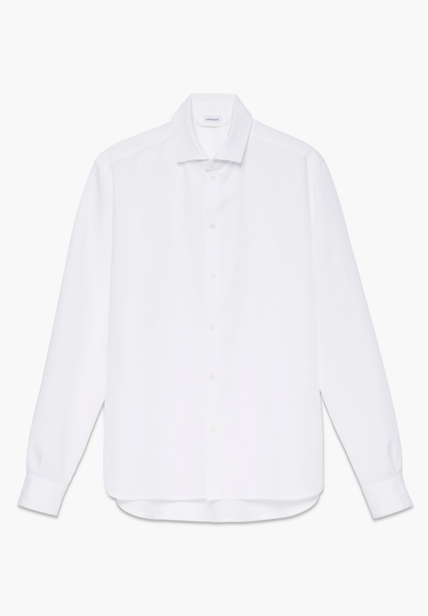 Linen Blend | Button Front Shirt Long Sleeve - white