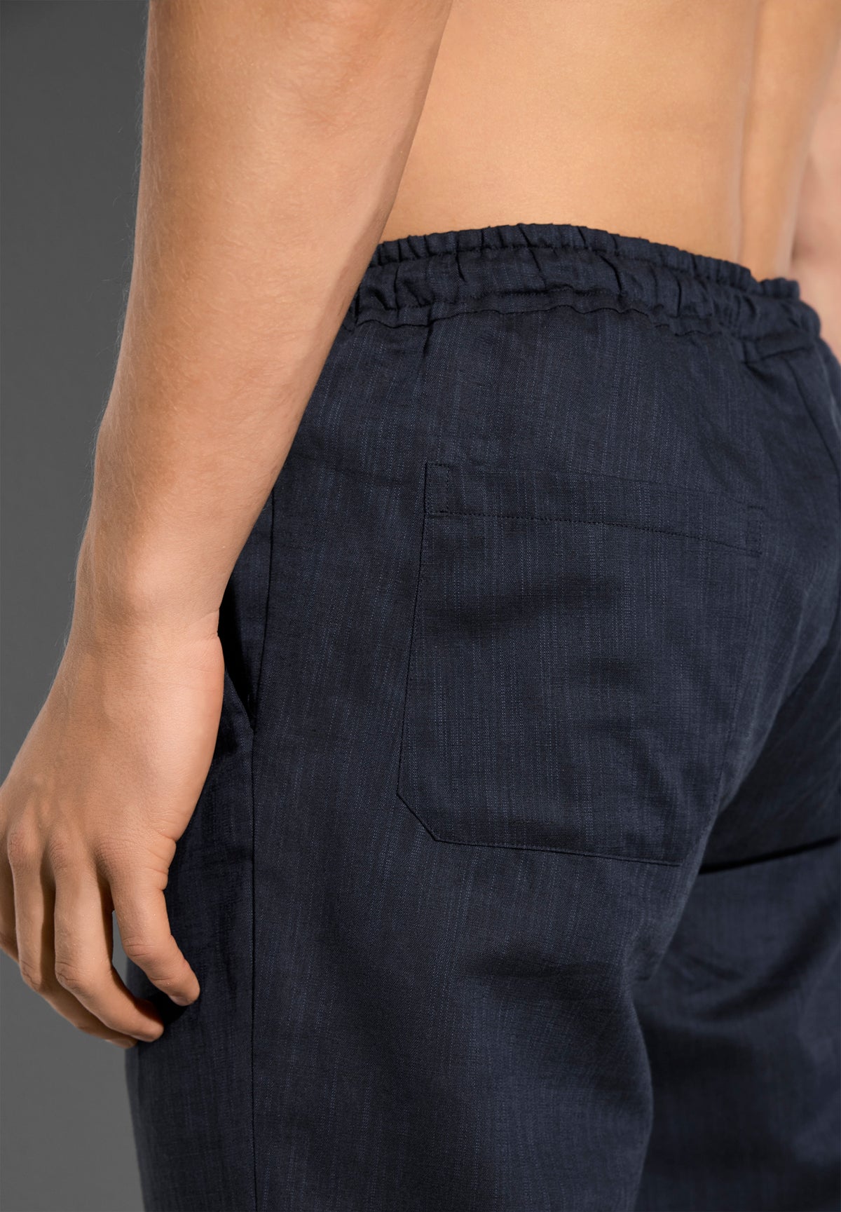 Linen Blend | Pants long - navy