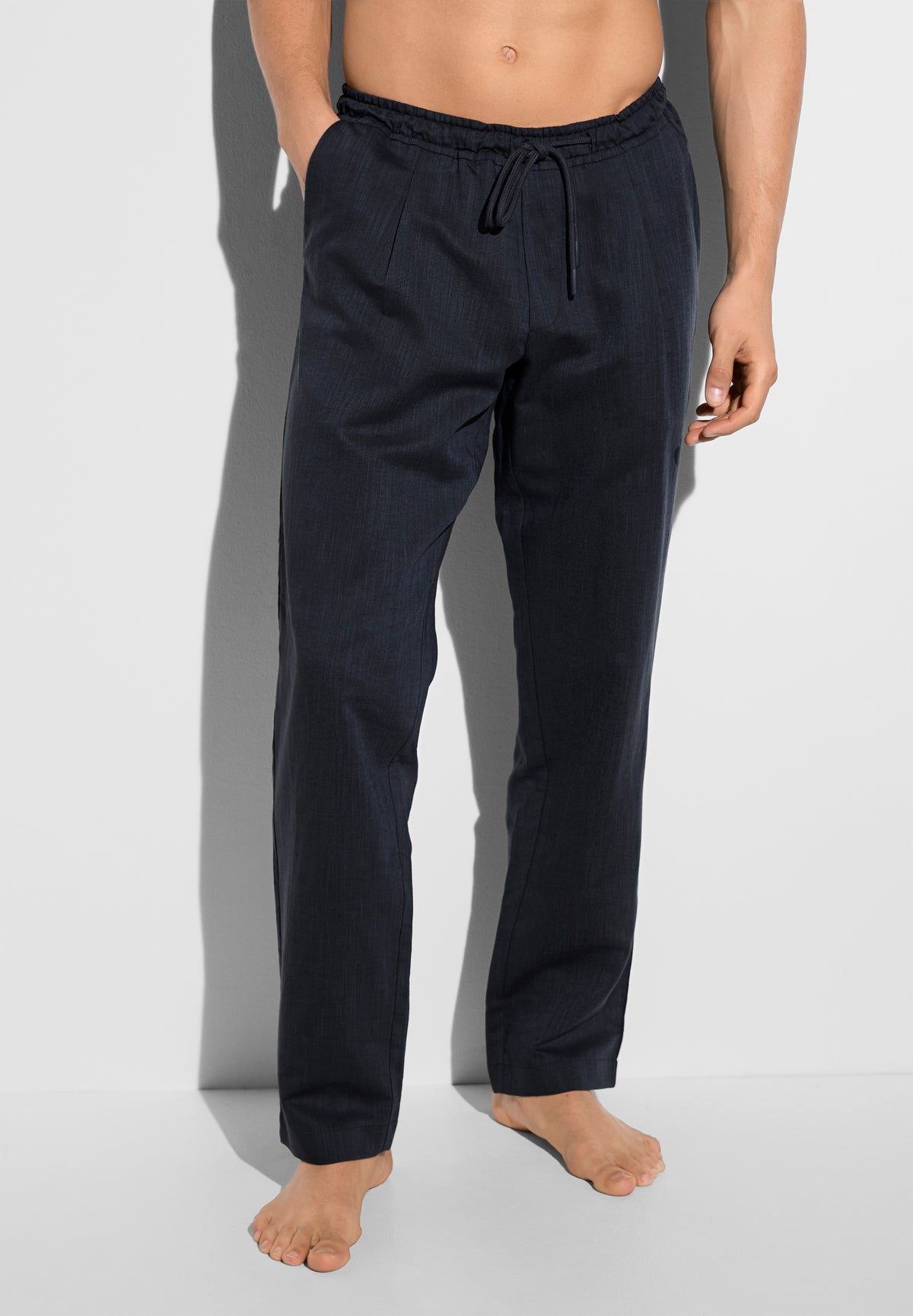 Linen Blend | Pants long - navy