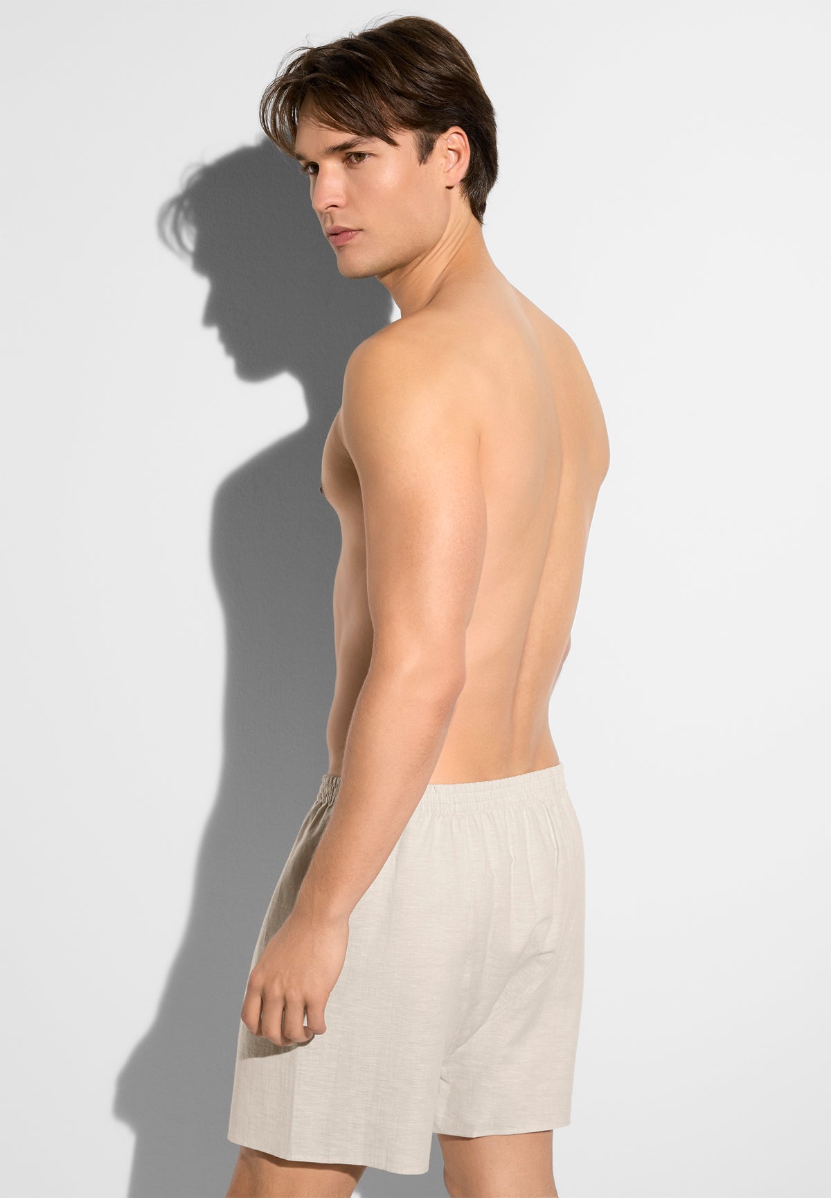 Linen Blend | Boxer shorts - beige