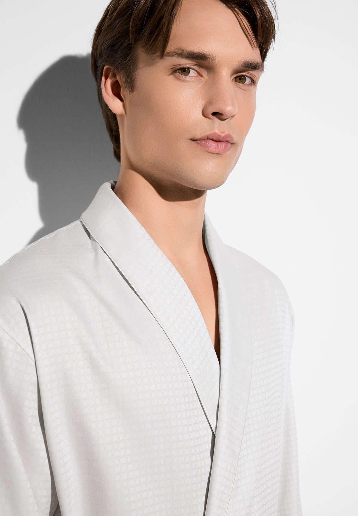 Luxury Jacquard | Morgenmantel lang - sphere beige