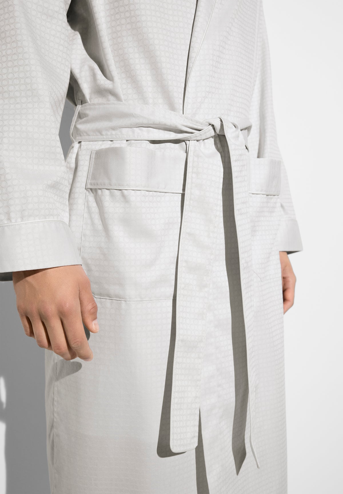 Luxury Jacquard | Morgenmantel lang - sphere beige